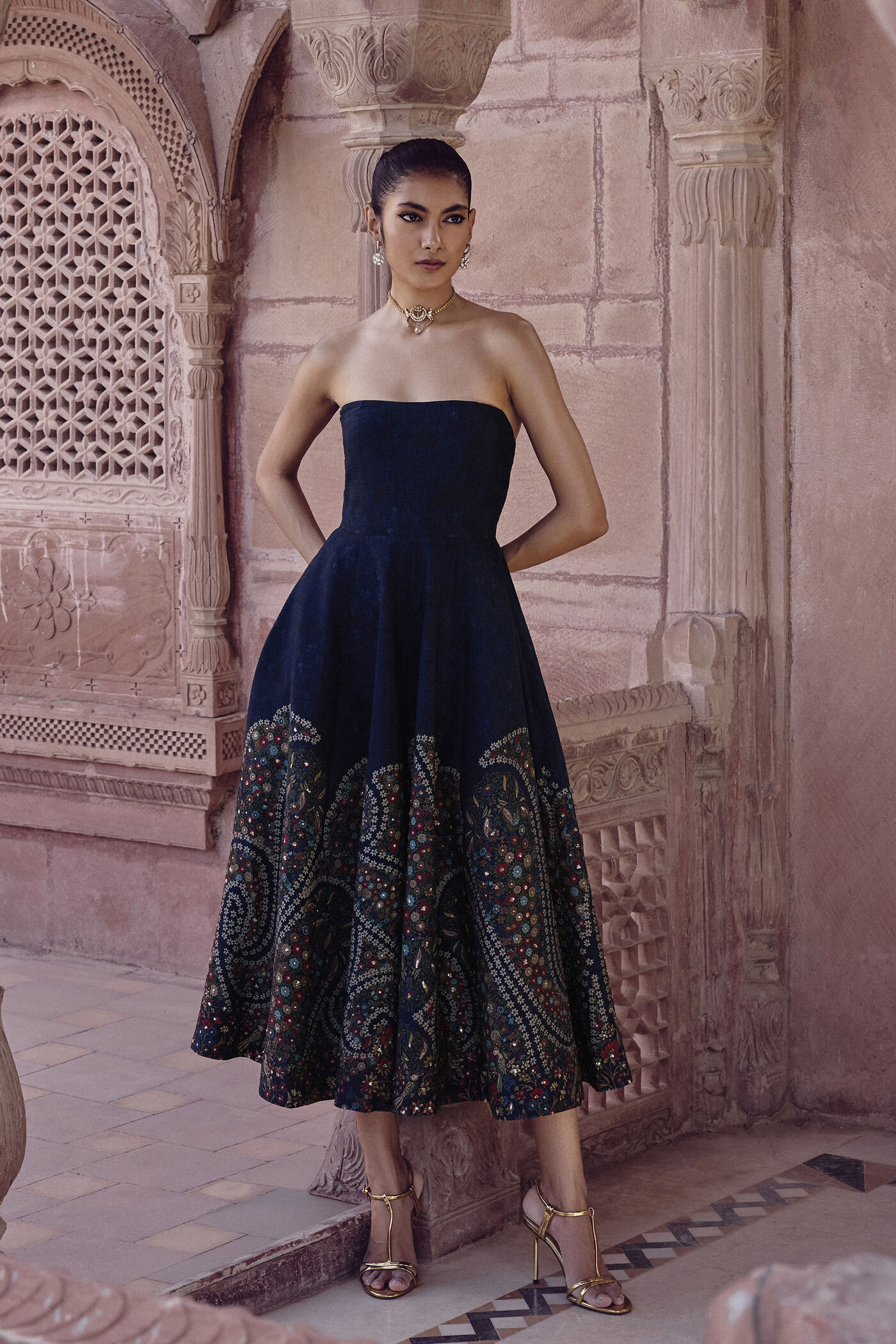 navy winter bridesmaid dresses Julianna Modest V Neck Long Sleeves Ruffles Chiffon Bridesmaid Dresses, Navy Blue