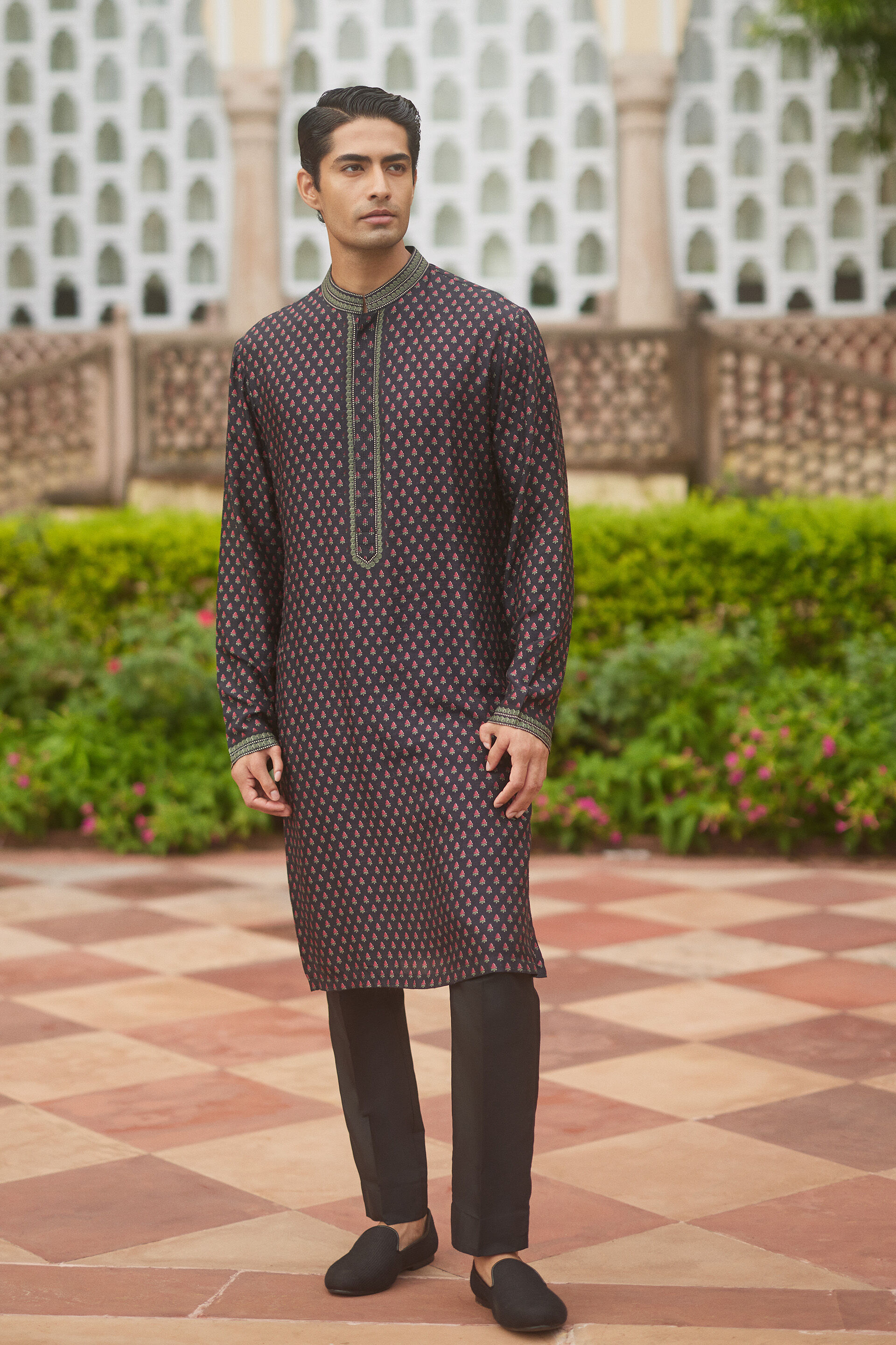 Ishav Silk Kurta - Black, Black, image 1