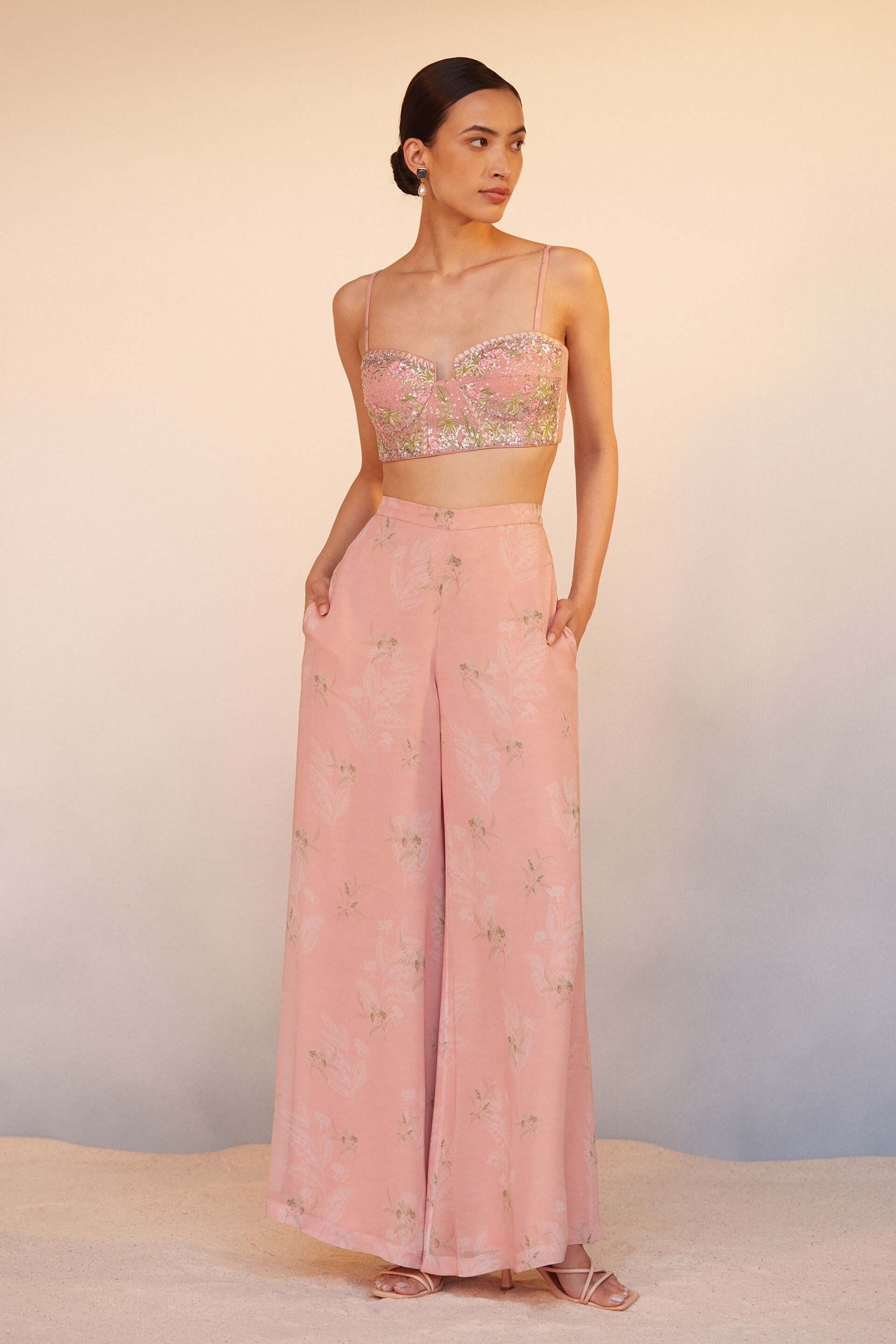 Sama Crop Top Pant Set Blush