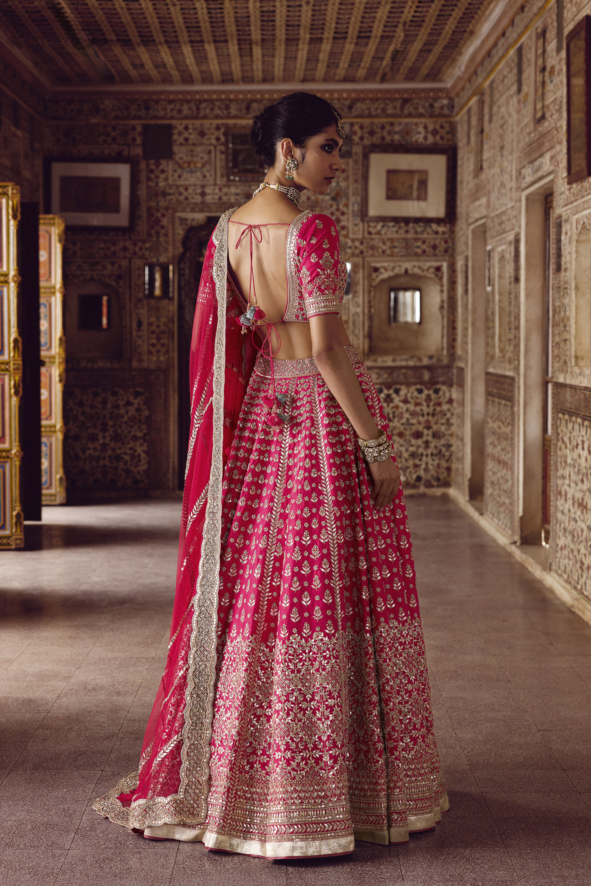 Sarasvi Gota Patti Silk Lehenga Set - Pink