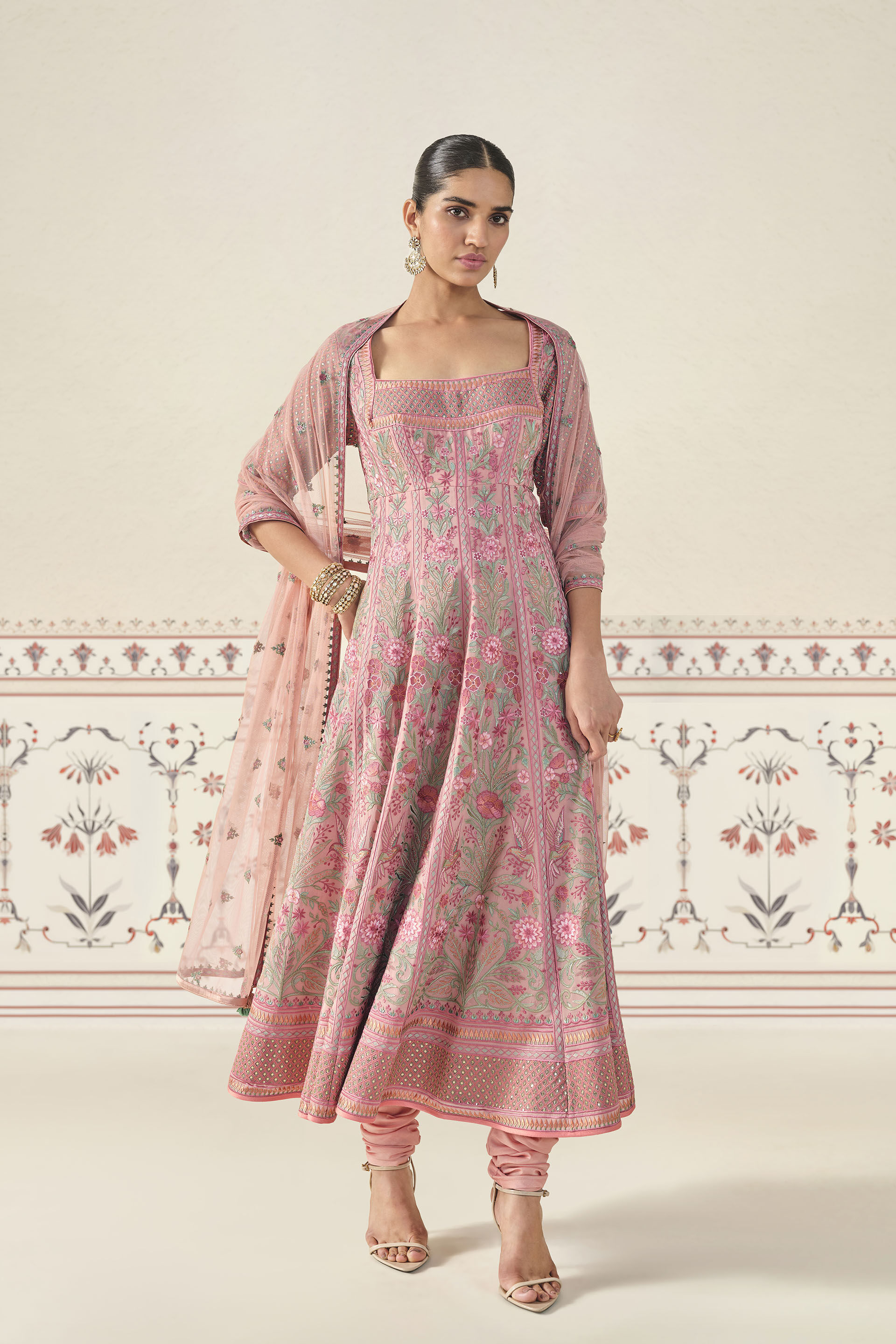 Iksula Embroidered Anarkali Set Blush