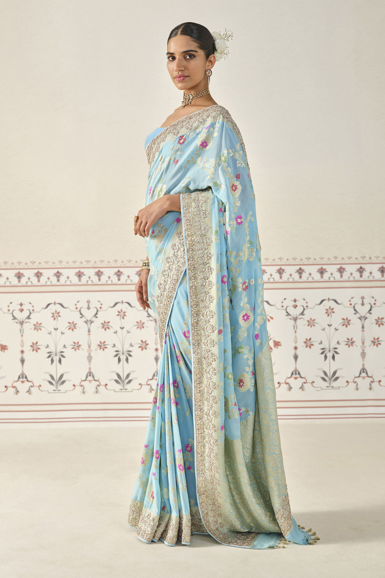 Panavi Saree Set, Powder Blue, image 3