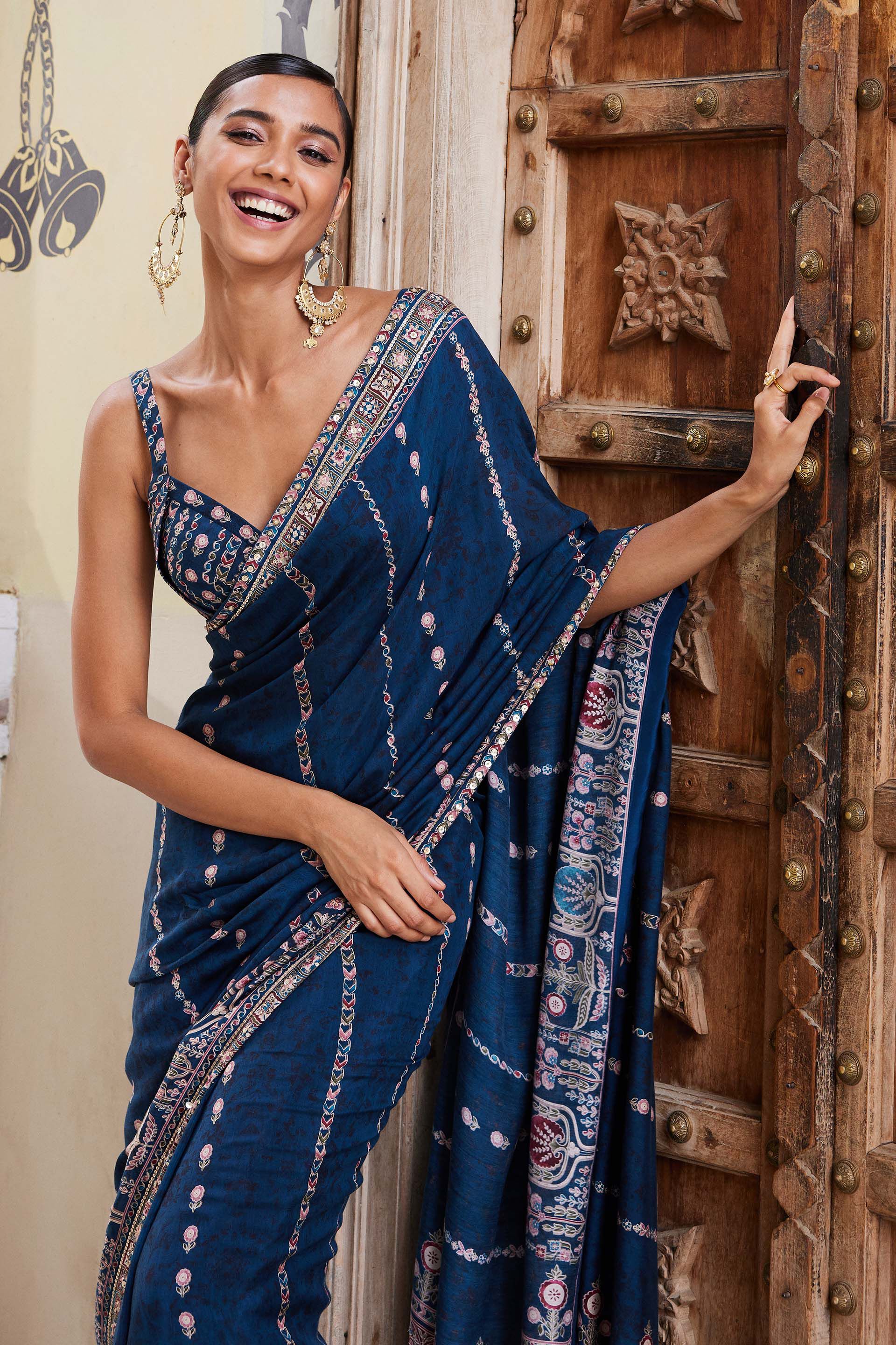 Nuris Saree, Blue, image 7