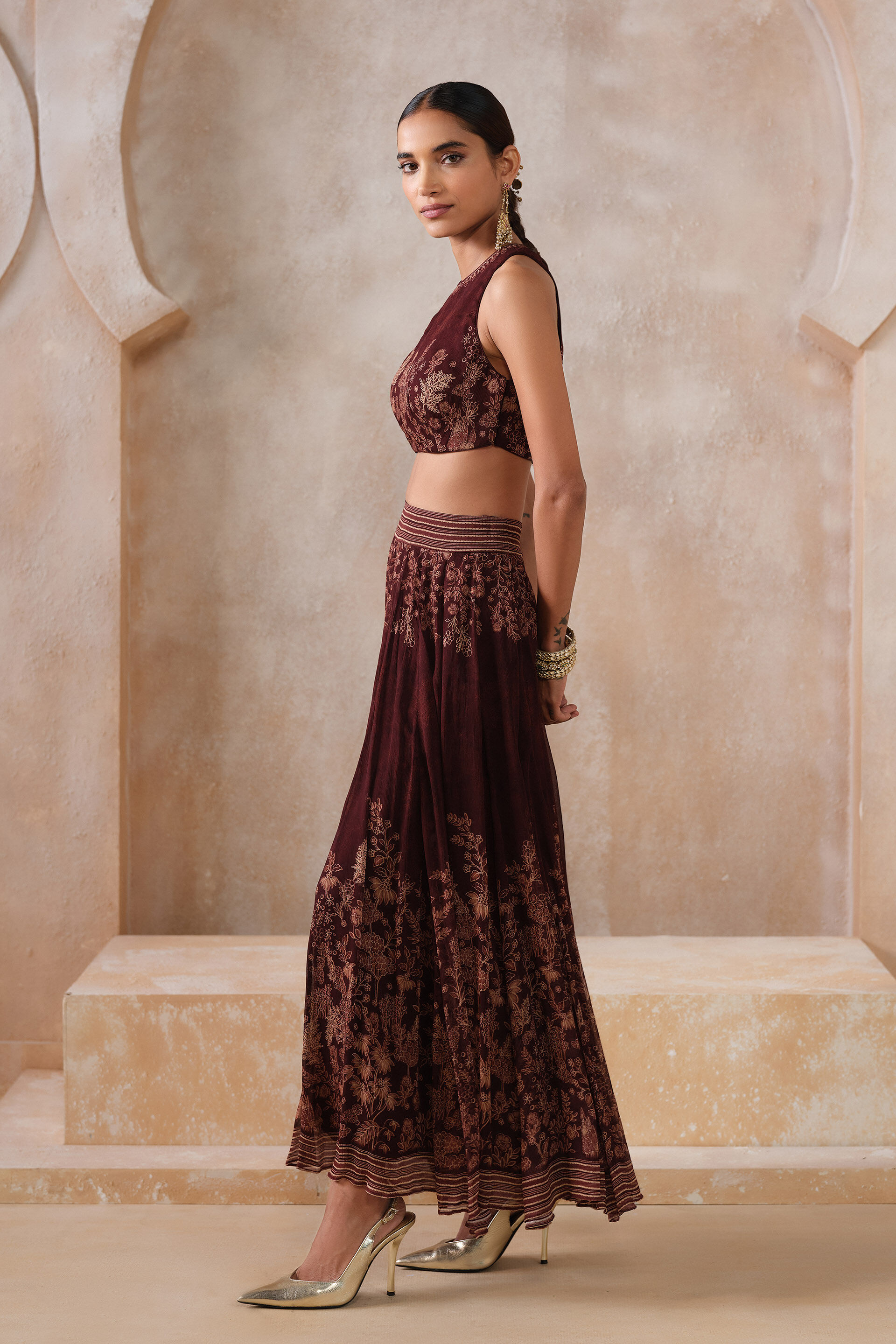 Noorayn Skirt Set - Wine, Wine, image 3