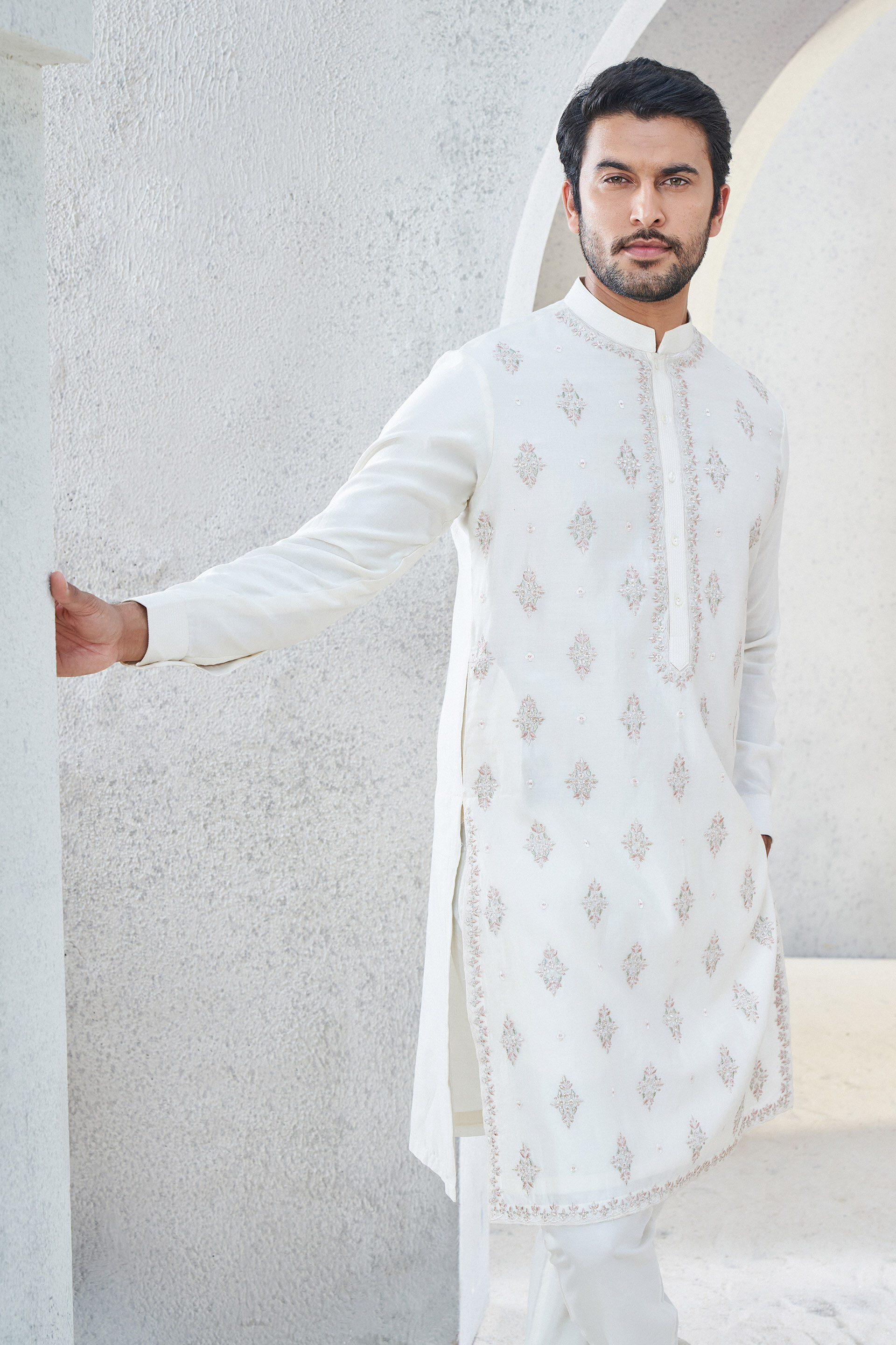 Anvit Embroidered Kurta - Off White, Off White, image 5