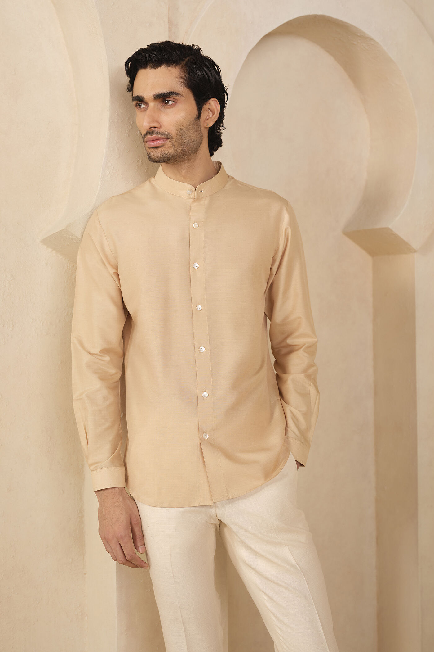 light gold dress shirt Gold Champagne Series Silk Shirts Mens Long Sleeve Lapel Dress Shirt Wedding Party Jacquard Shirts PCCY-1030 S at Amazon Men's Clothing store