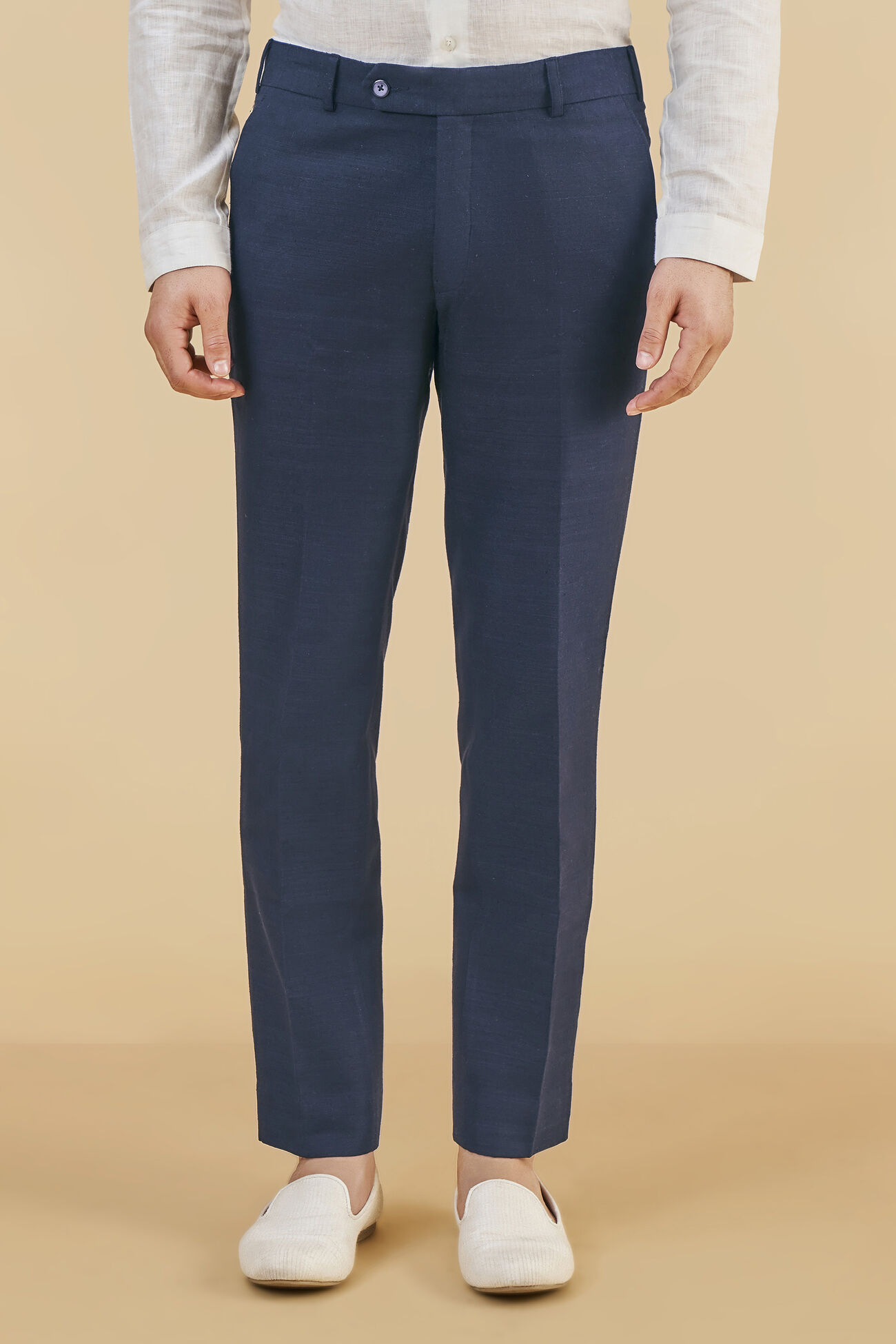 Silk Trousers, Navy, image 1