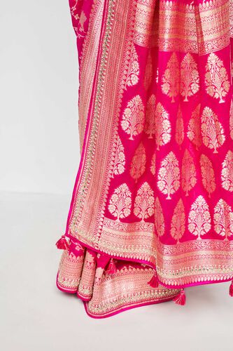 Lavanya Benarasi Silk Embroidered Saree - Hot Pink, Hot Pink, image 5