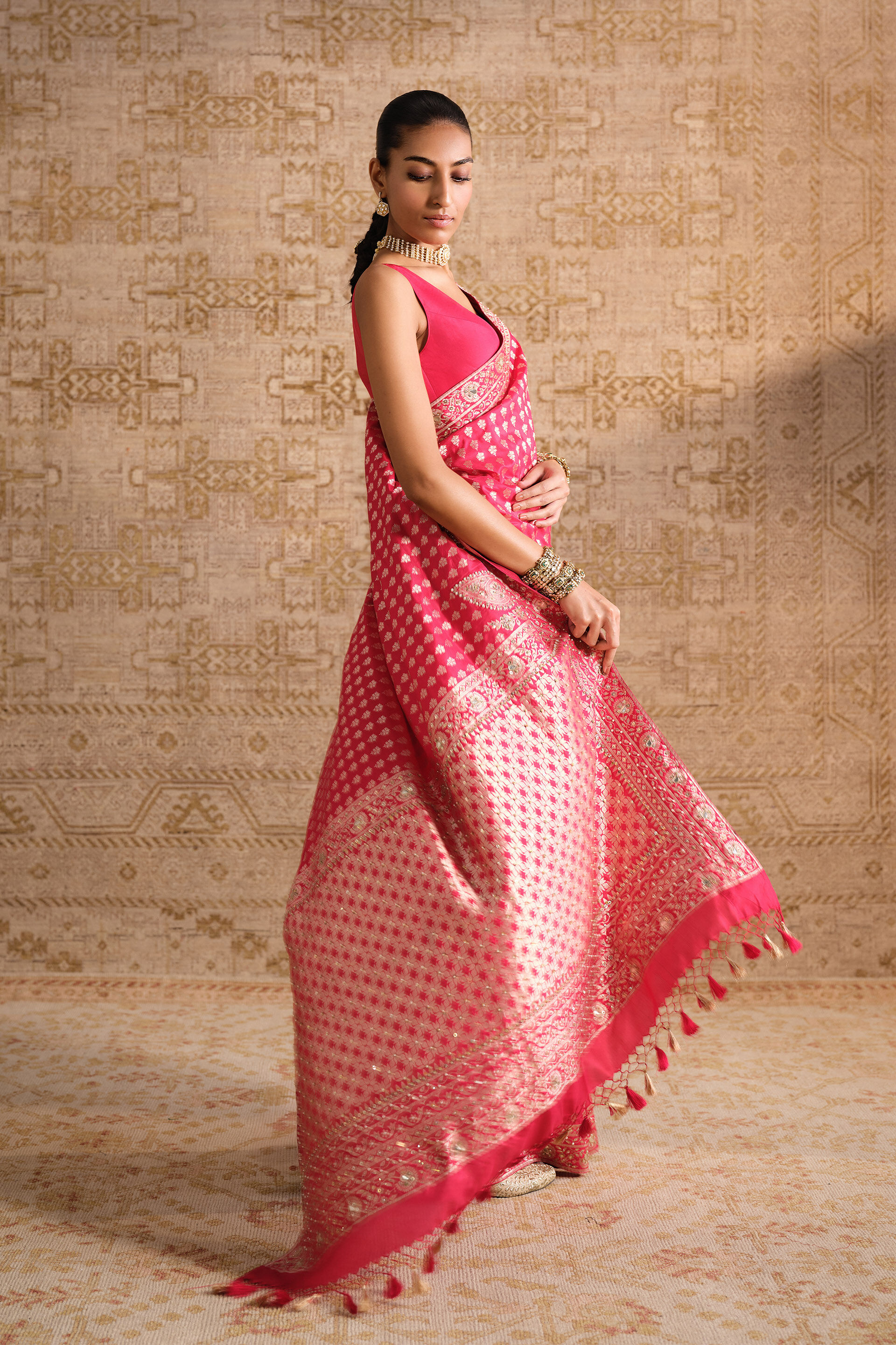 Arsheya Handwoven Benarasi Silk Saree - Red, Red, image 3