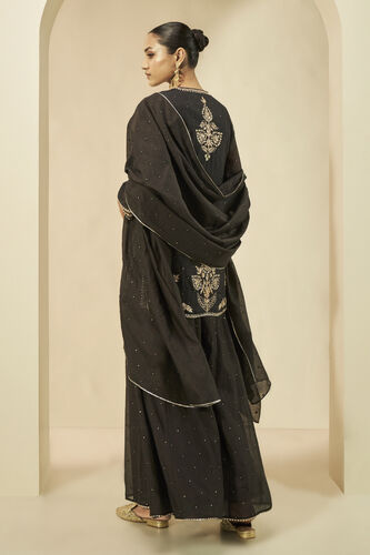 Naaznin Gota Patti Embroidered Mull Sharara Set - Black, Black, image 4