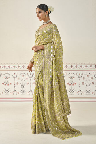 Tajanae Gota Patti Saree, Lime, image 5