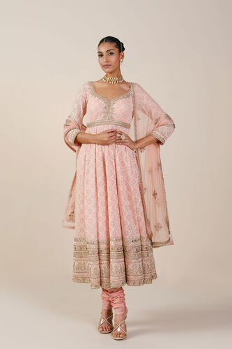 Aaloka Embroidered Georgette Anarkali Set - Blush, Blush, image 1