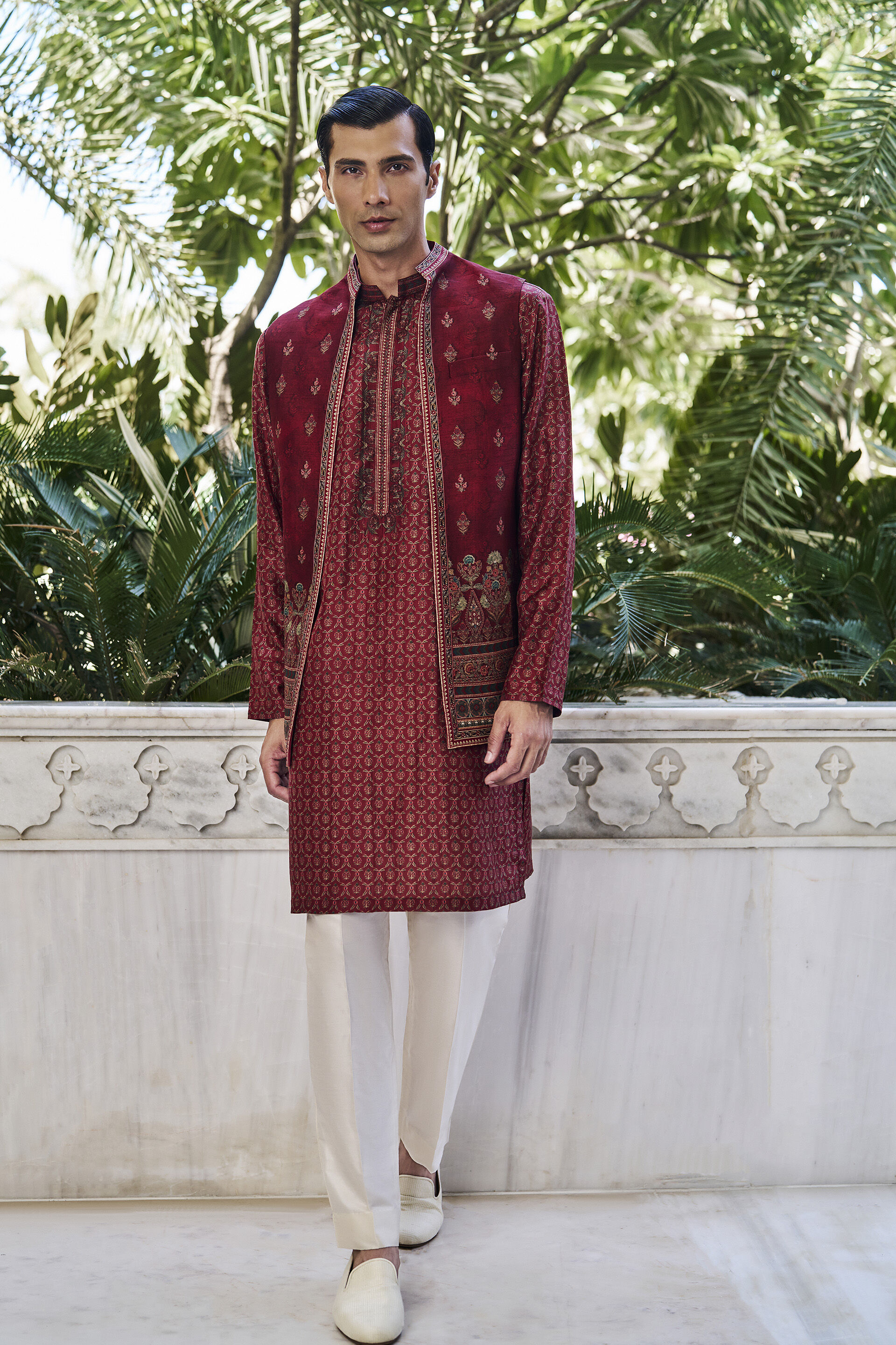 Darsh Red Nehru Jacket, Red, image 1