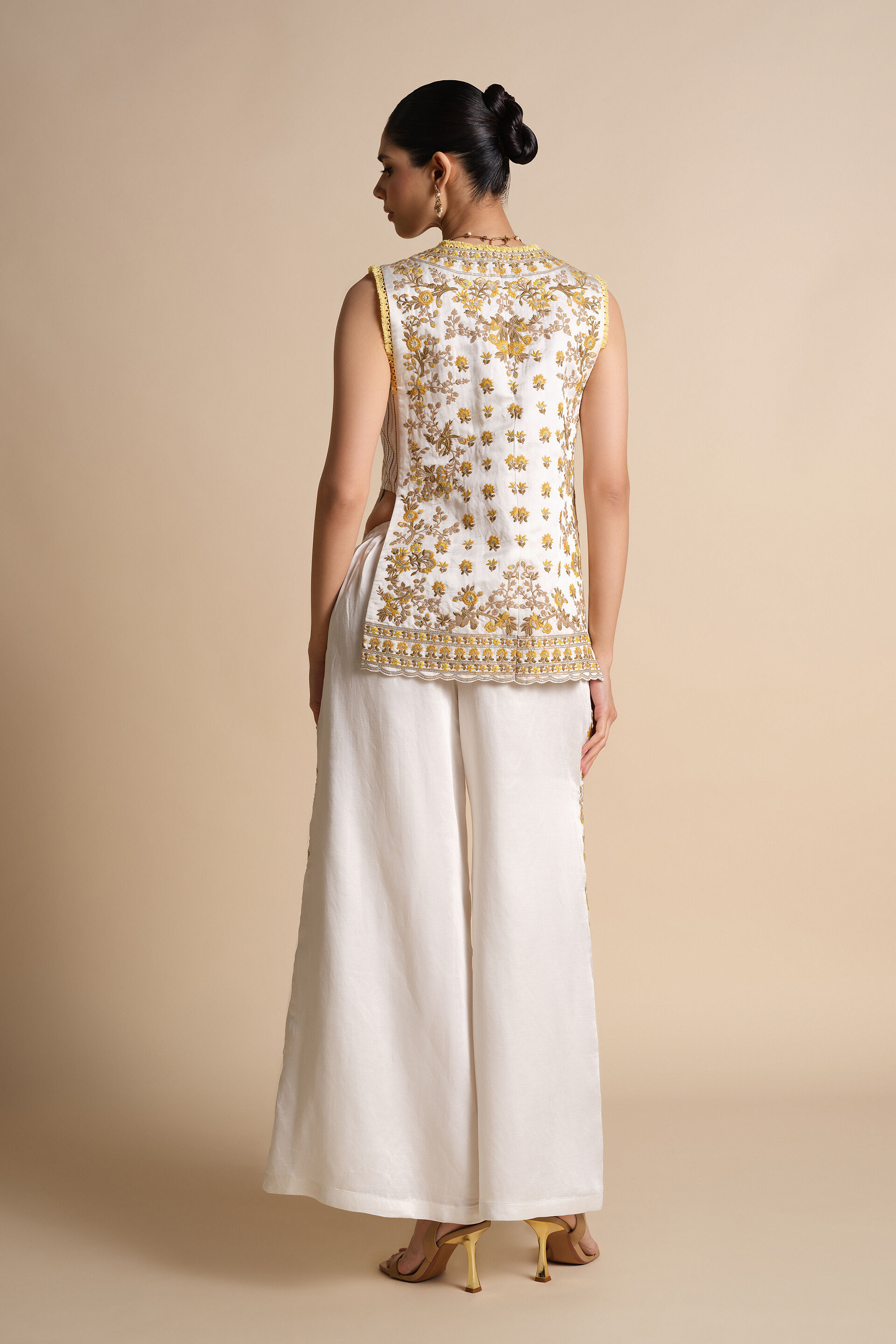 Amra Embroidered Palazzo Set - Natural, Natural, image 7