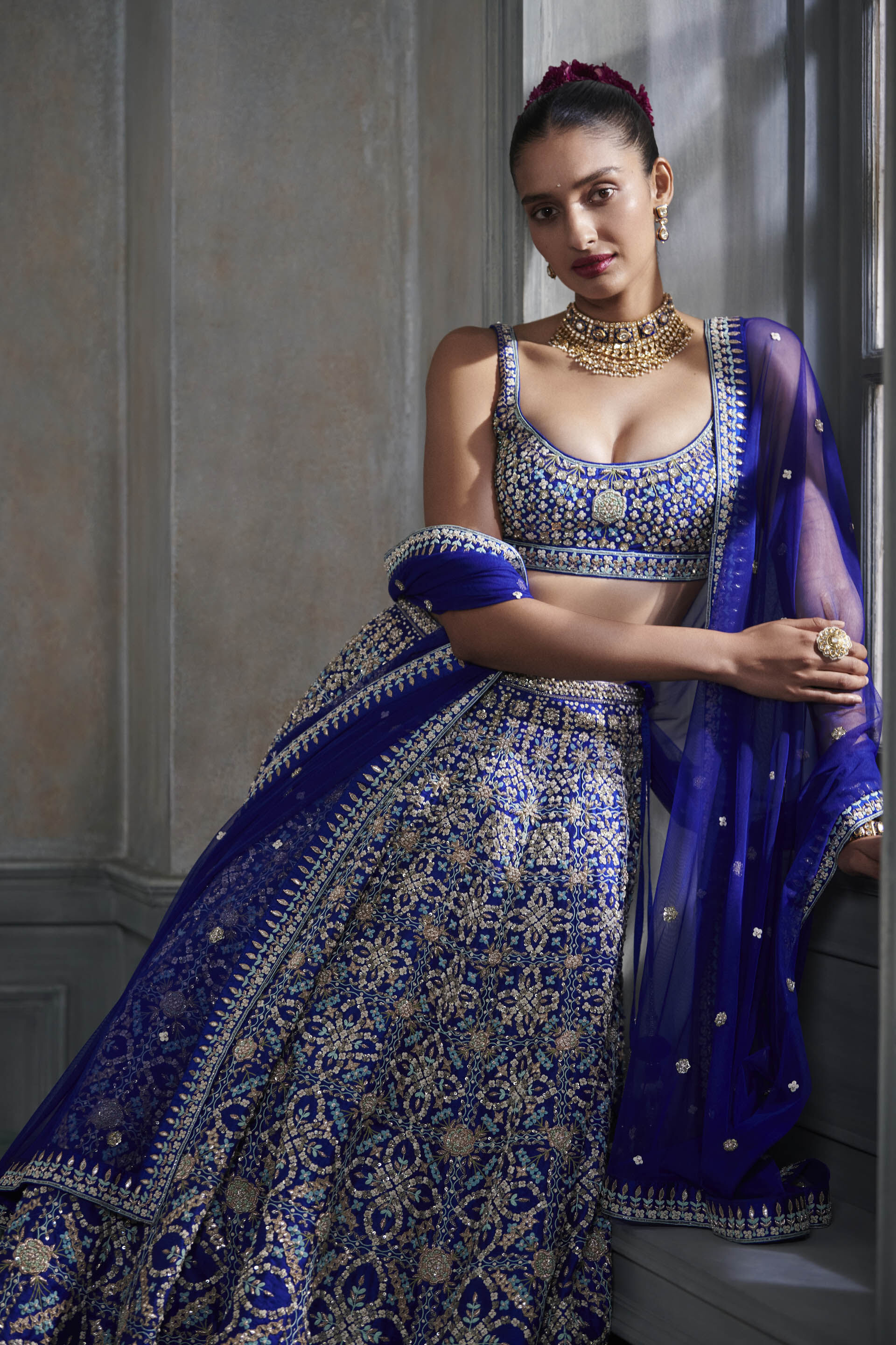 Vanishri Lehenga Set - Blue, Blue, image 3