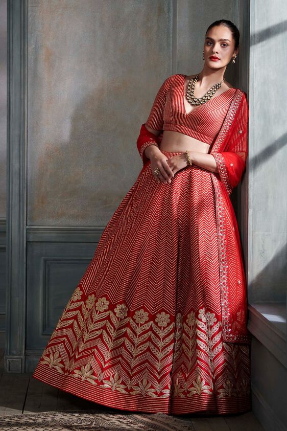 1 - Lasaki Lehenga Set – Red, image 1