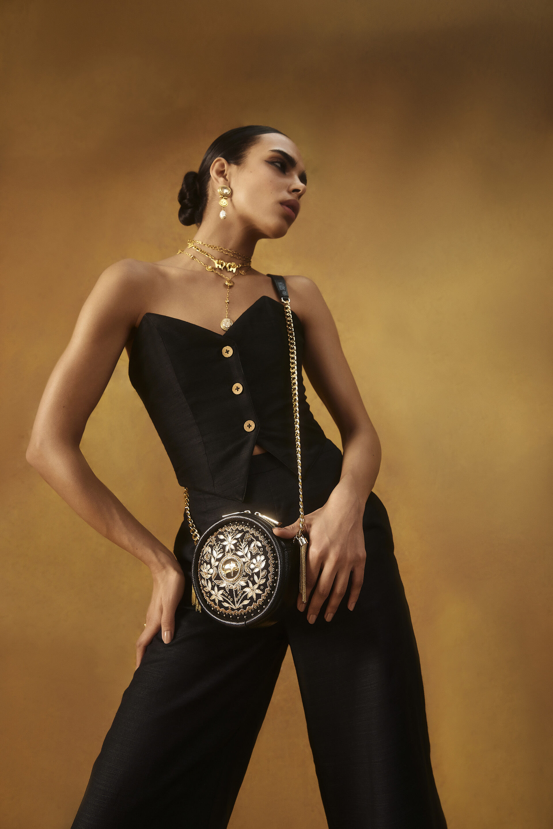 Buy Symphony Of Blooms Crossbody Bag - Nocturnal Black from