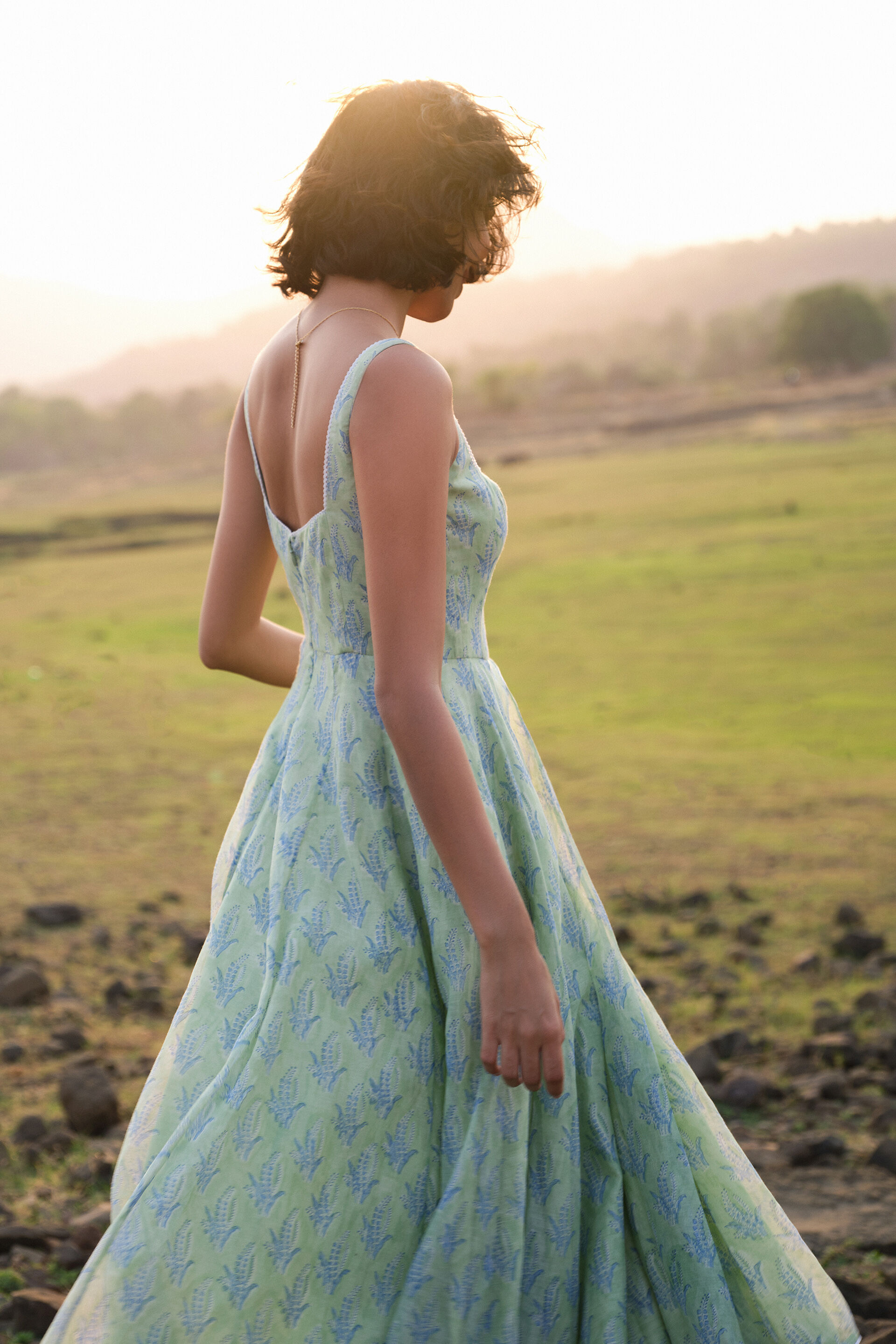 Seara Hand-block Printed Mul Dress - Sage, Sage, image 6