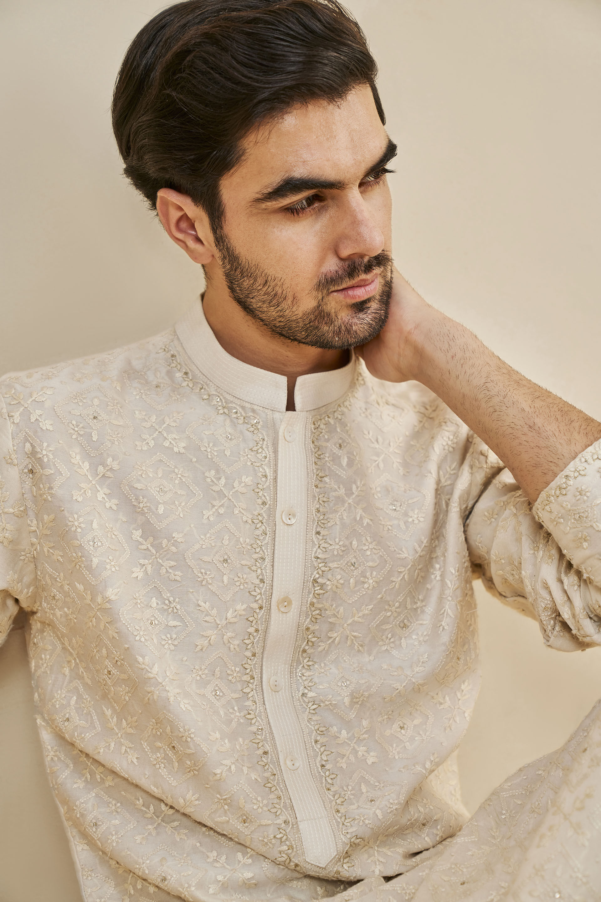Stav Chikankari Kurta - Gold, Gold, image 4