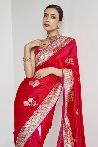 Kuhaki Benarasi saree - Red, , image 4