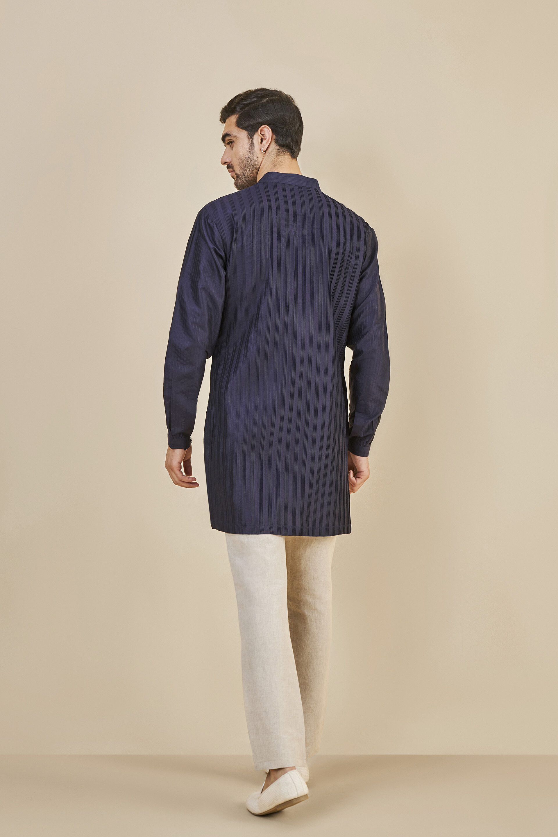 Fiadh Silk Kurta - Navy
