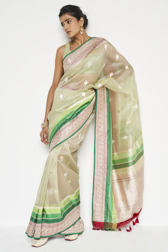 Gauhar Benarasi Saree - Sage, , image 1