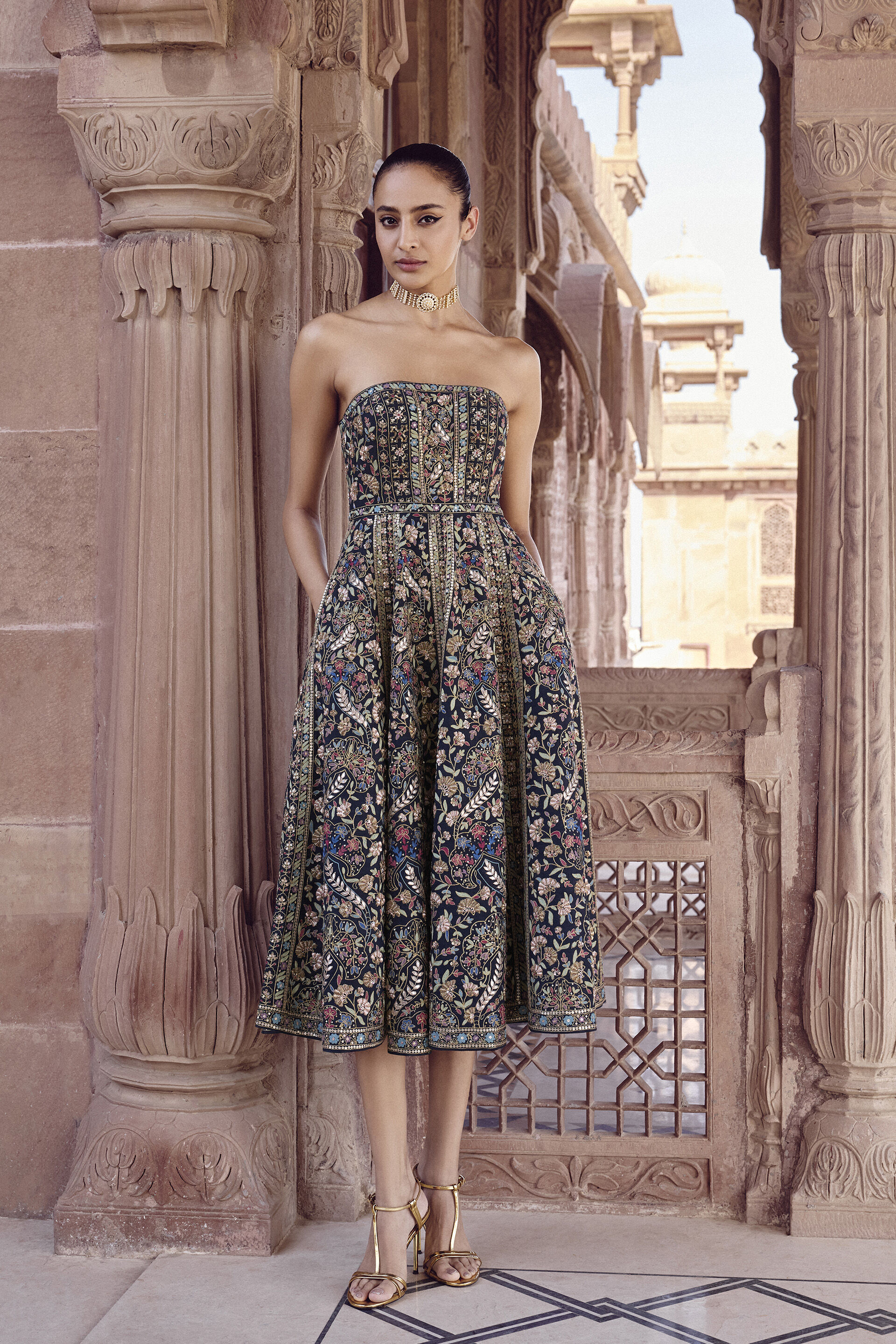 Nemora Embroidered Silk Dress - Green