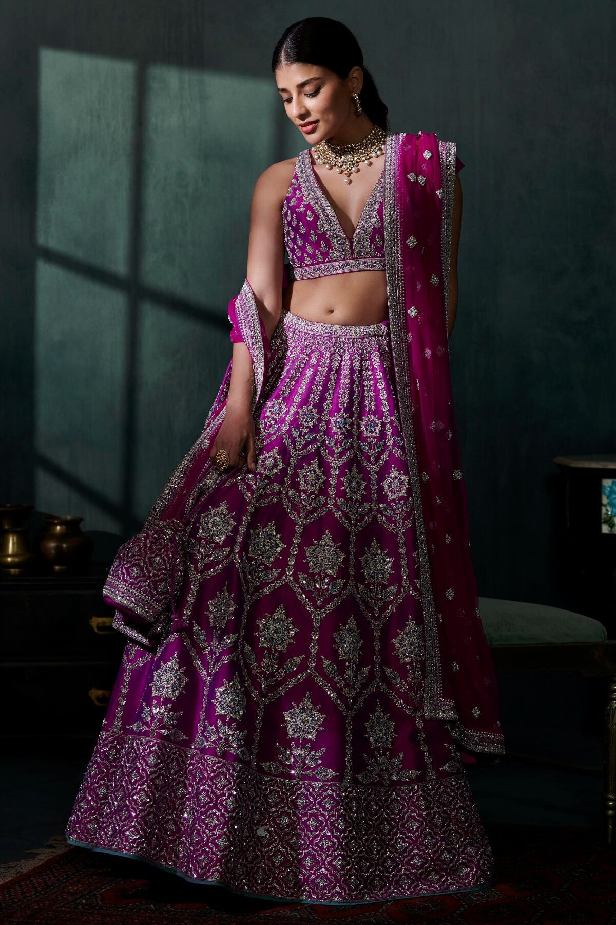 Eshma Lehenga Set Vivid Violet
