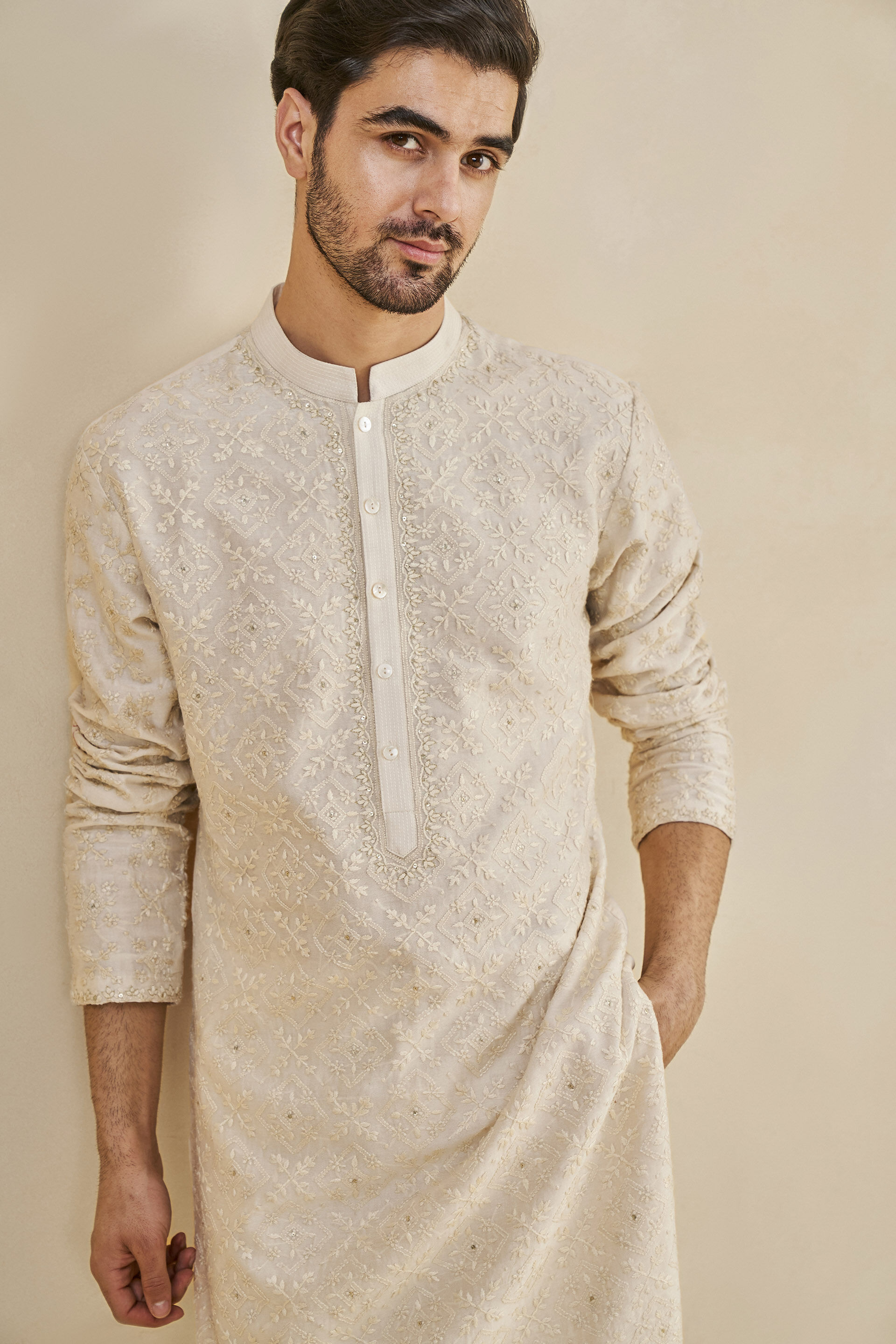 Stav Chikankari Kurta - Gold, Gold, image 6