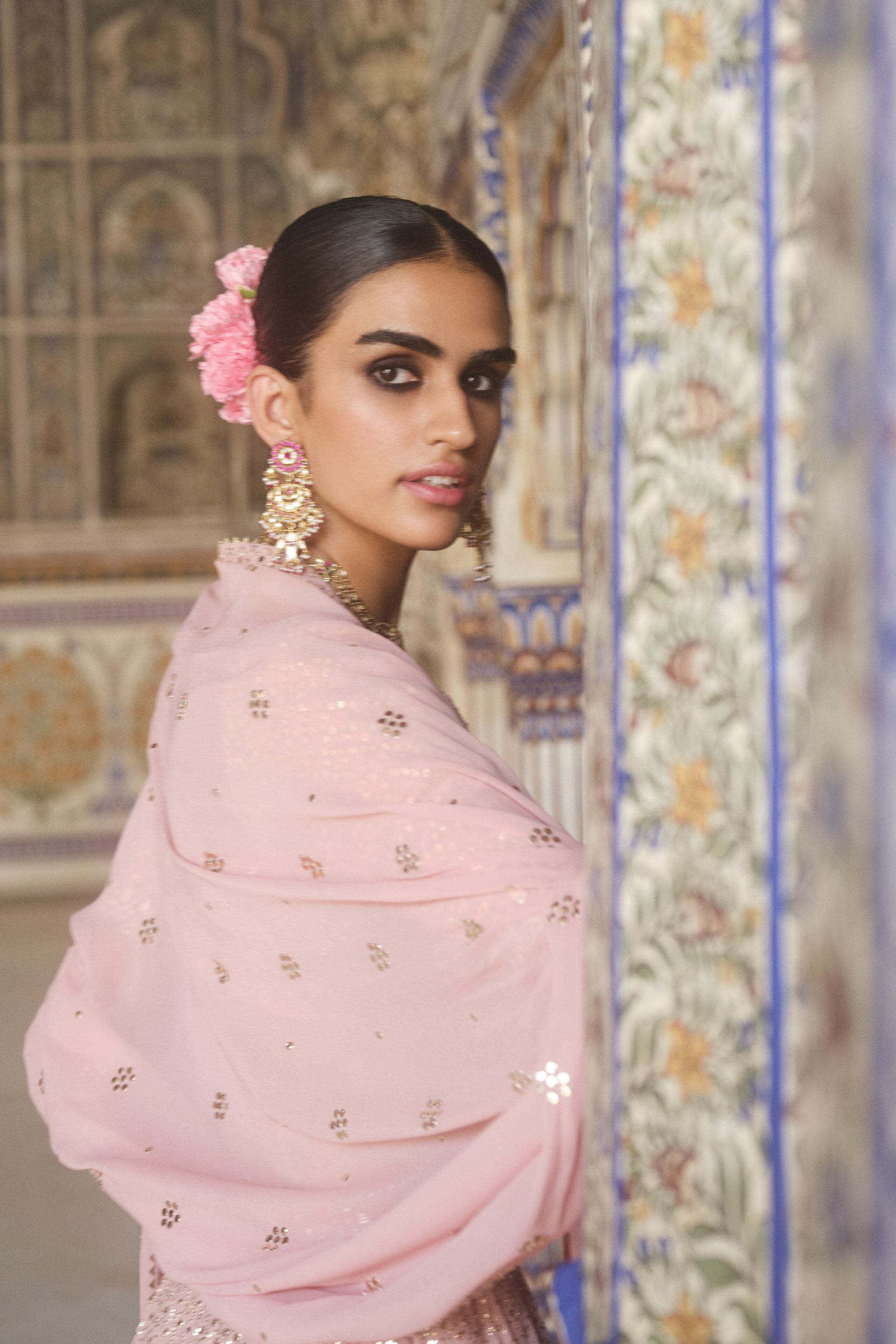 Soliel Handcrafted Badla Lehega Set - Blush
