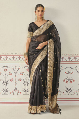 Ulka Handwoven Benarasi Saree Set - Black, Black, image 1