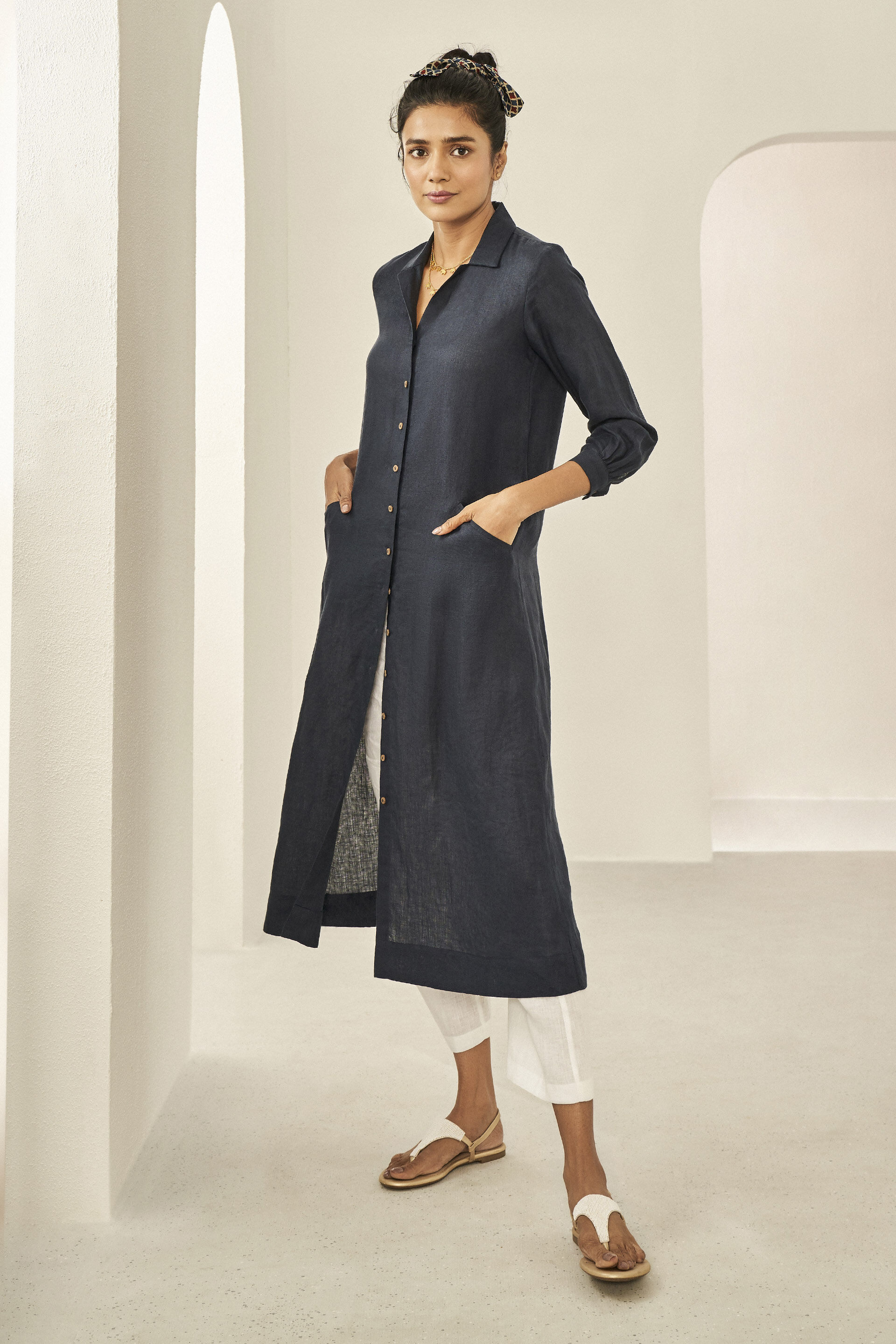 Daybreak Button Front Tunic - Navy, Navy, image 1