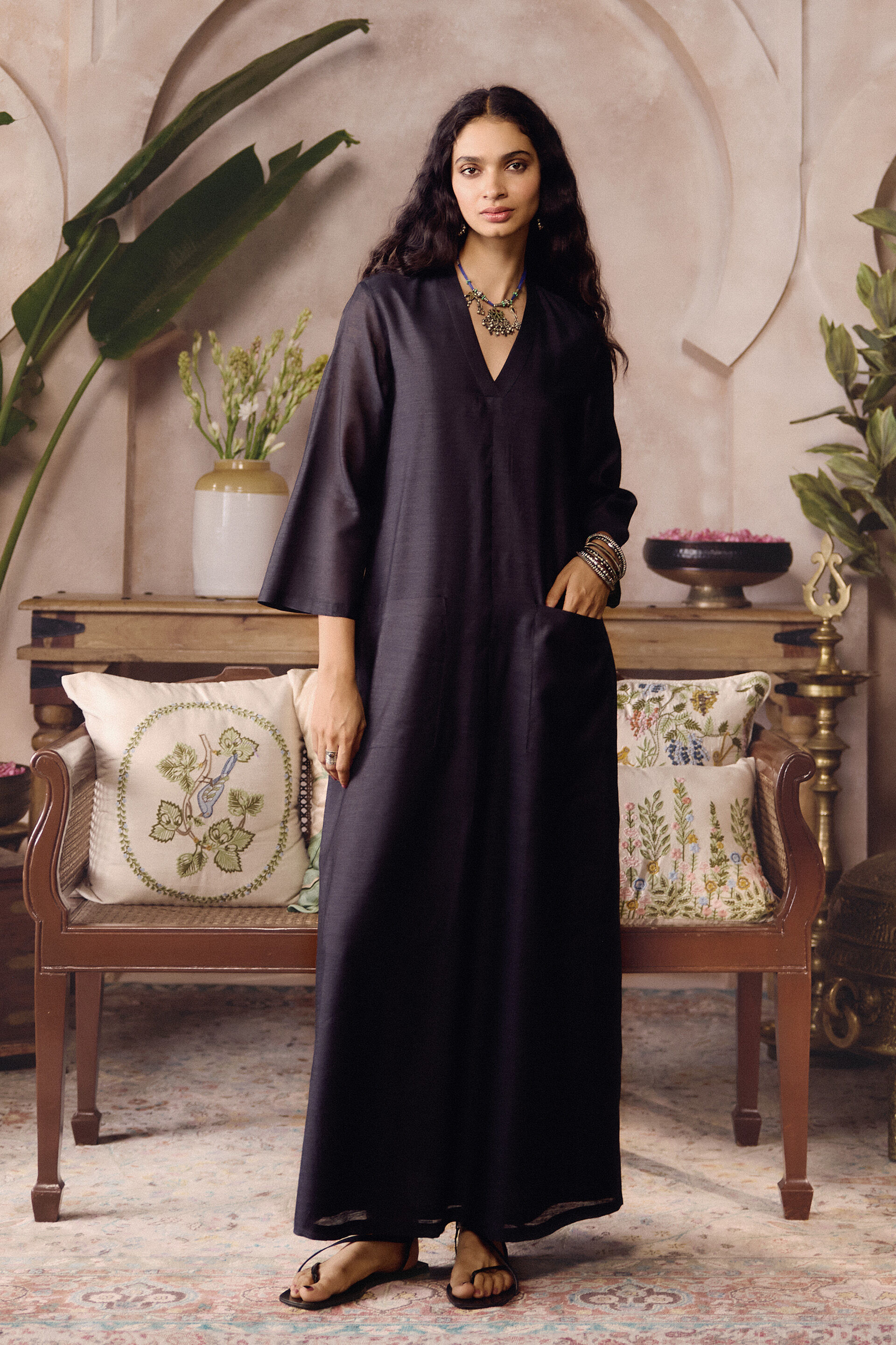 anita dongre black dress Izar Printed Sequin Dress