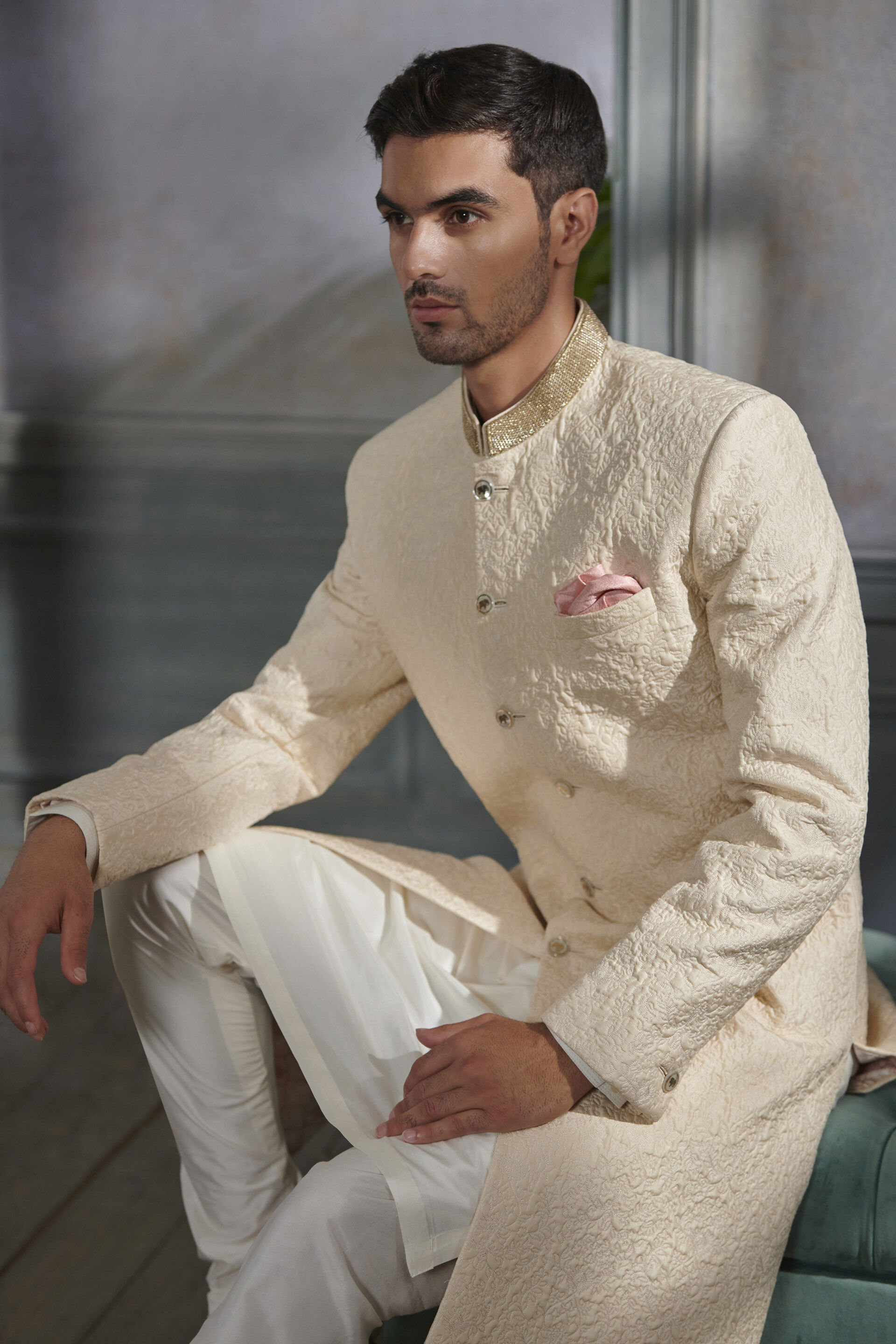 Ivory sherwani hot sale