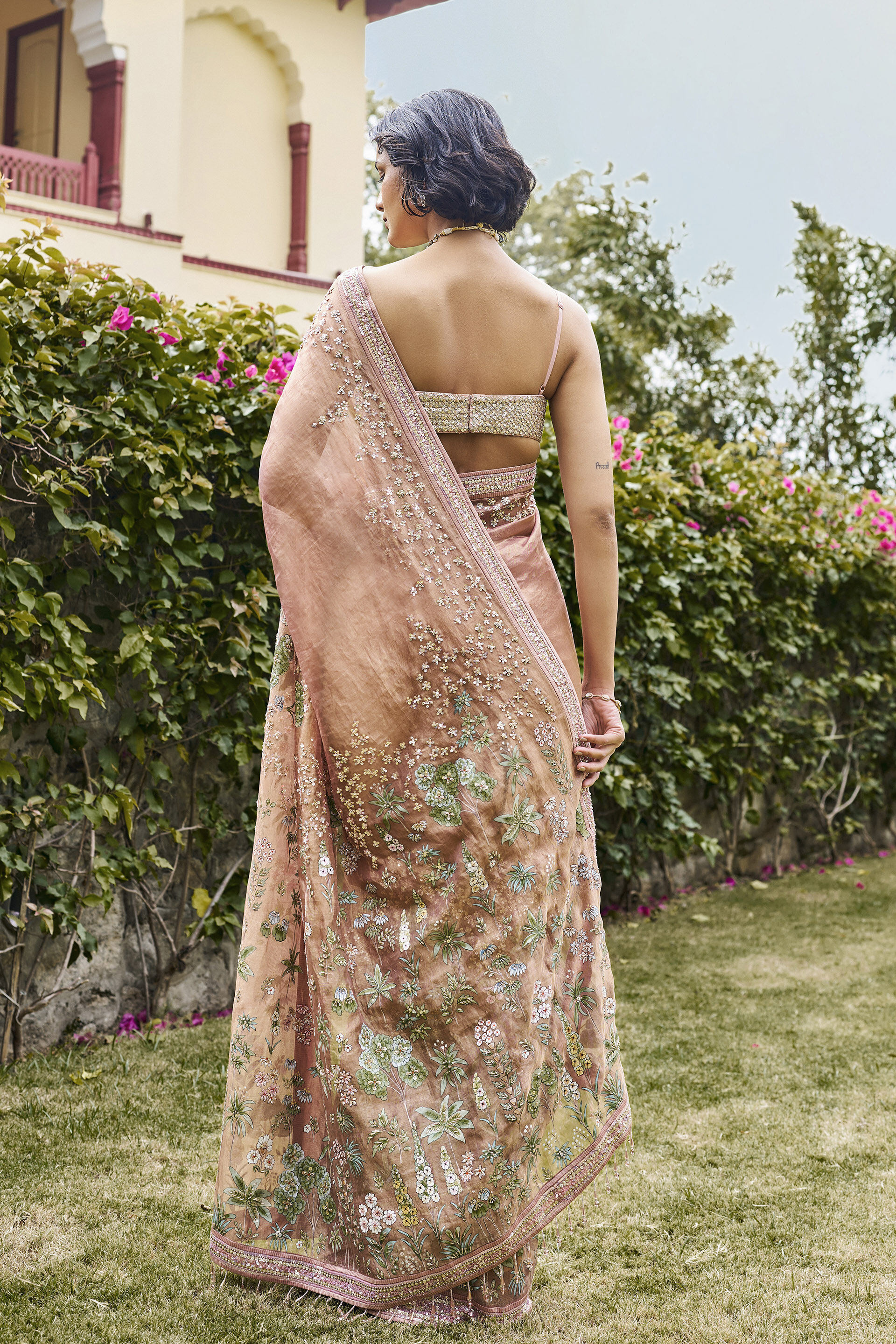 Promise Hand-painted Pichhwai Saree - ​Blush, Blush, image 2