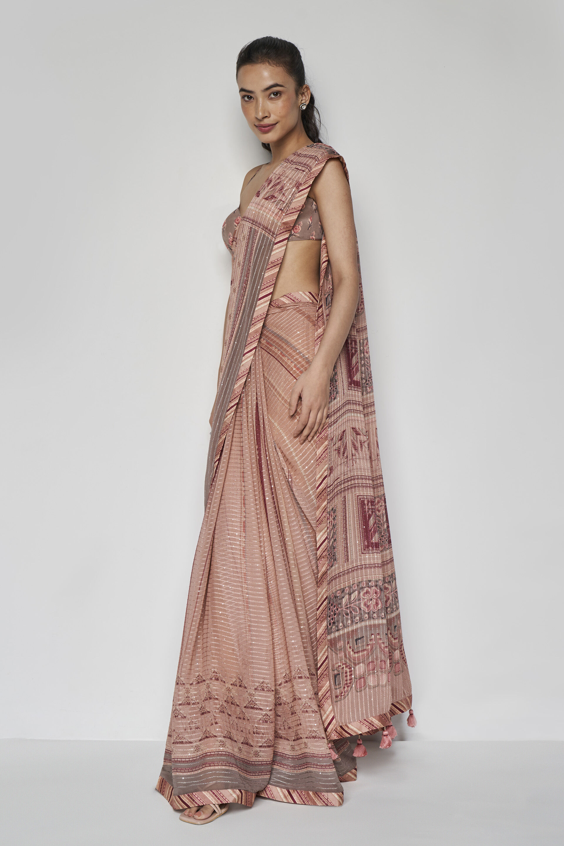 Roksanda Saree Set, Onion Pink, image 1