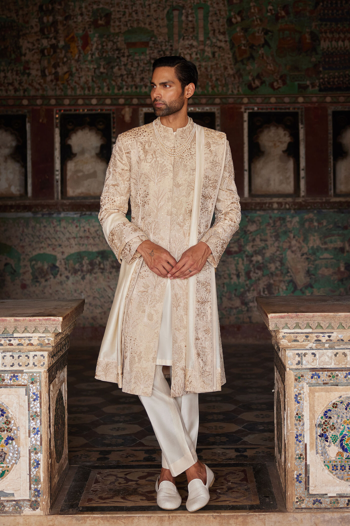 Parnav Hand-embroidered Sherwani - Gold
