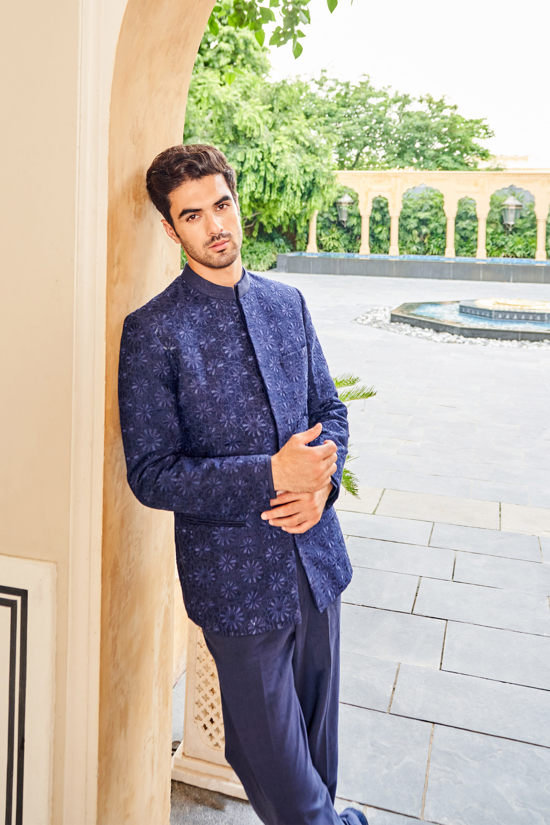Buy Morad Bandhgala Navy blue Online for Wedding from Anita Dongre