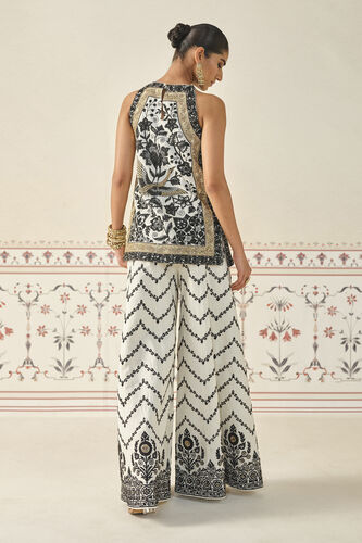 Fayona Embroidered Zardozi Silk Sharara Set - Black & White, Cream, image 2