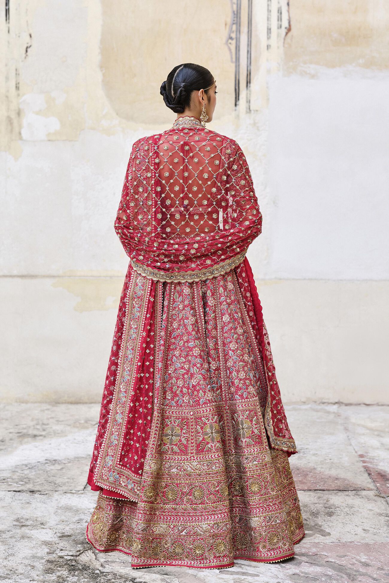 Adhyavi Embroidered Zardozi Silk Lehenga Set - Red, Red, image 2