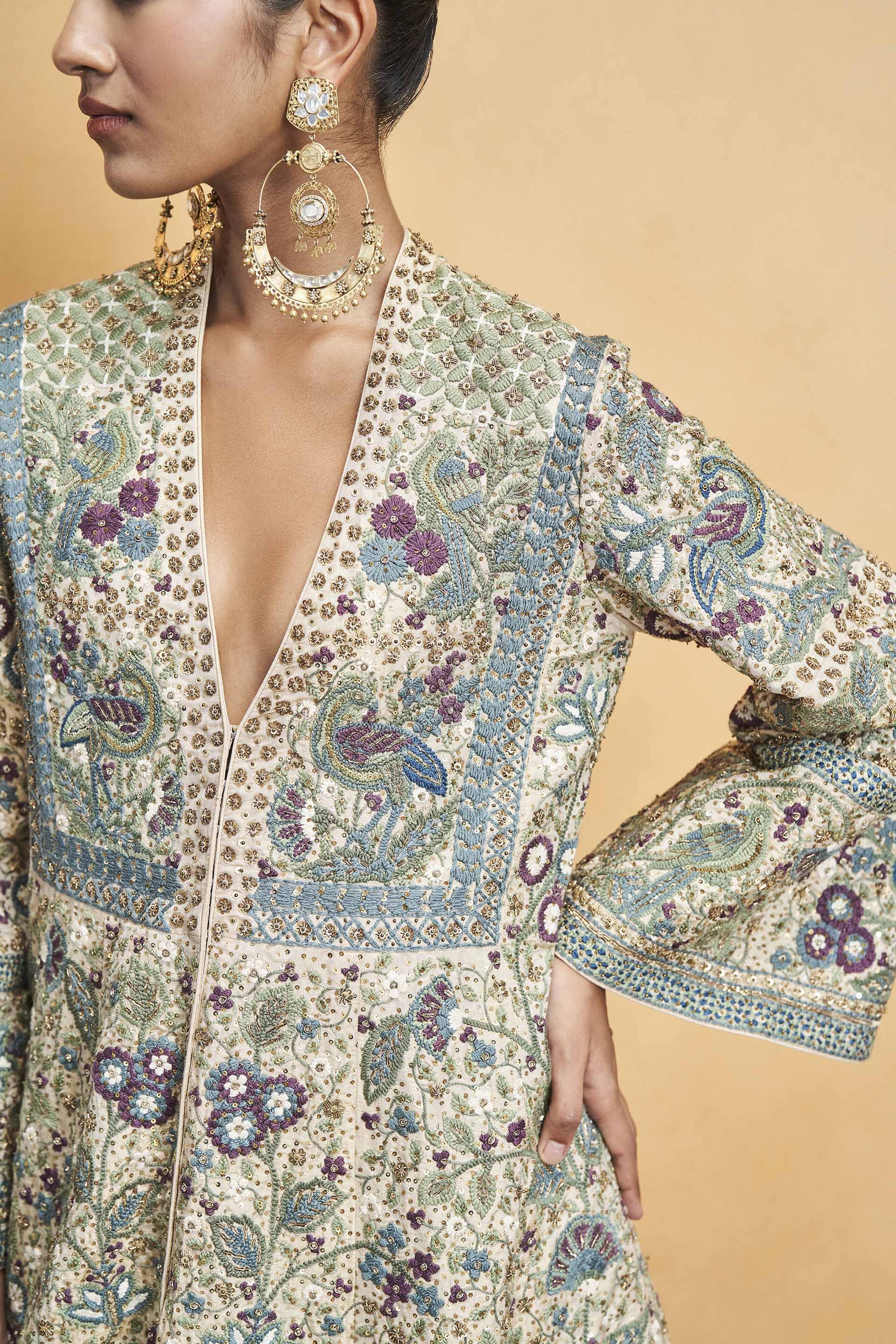 Flora and Fauna Zari Kurta Set - Gold, Gold, image 8
