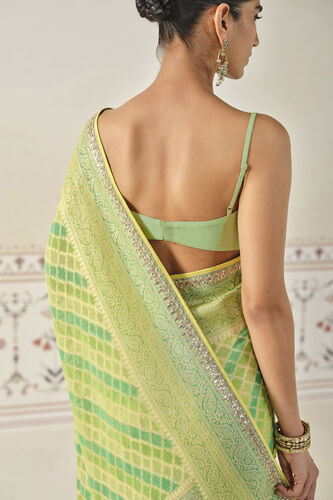 Trayi Handwoven Benarasi Silk Saree - Green, Lime, image 6