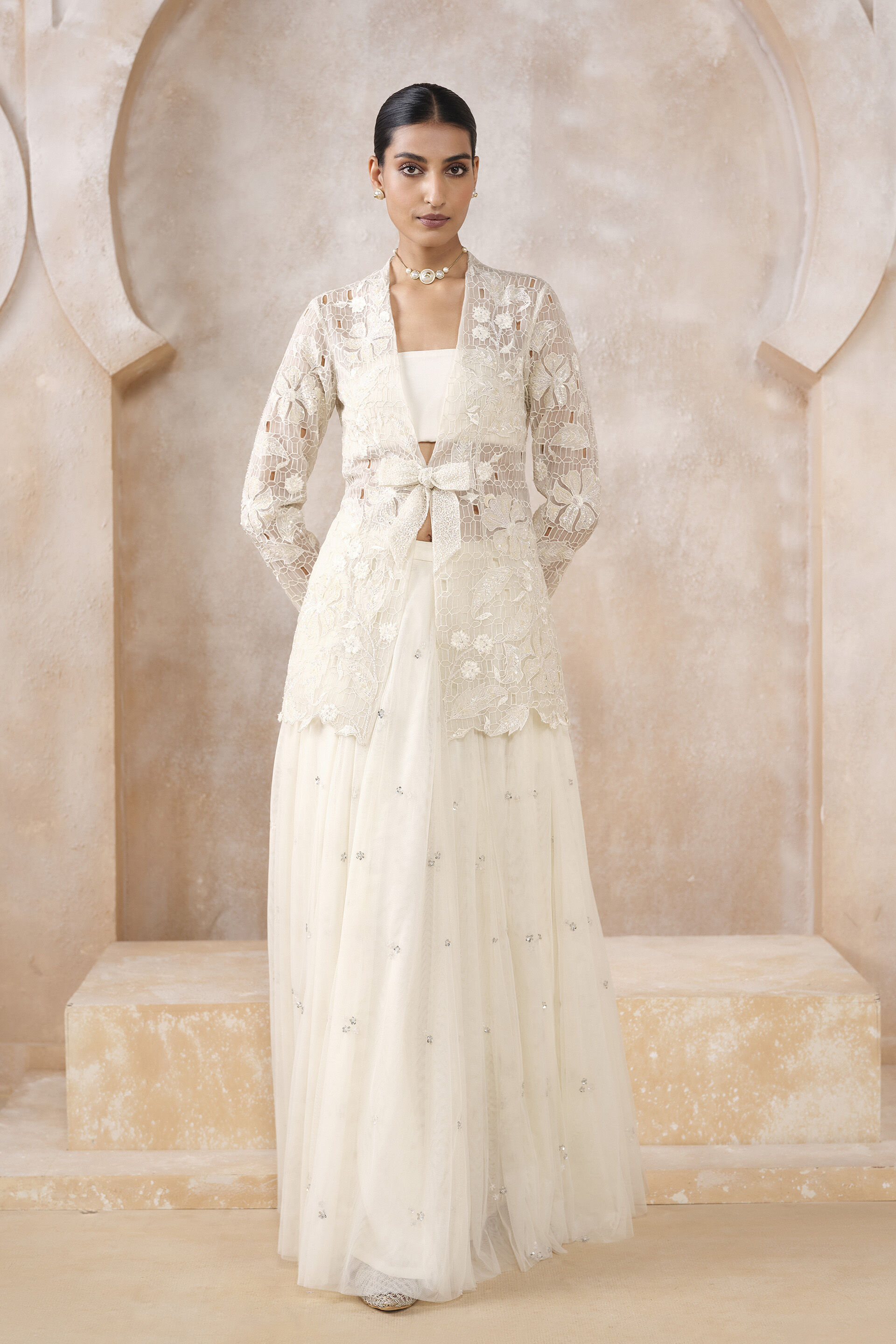 Freyja Applique Skirt Set - Ivory