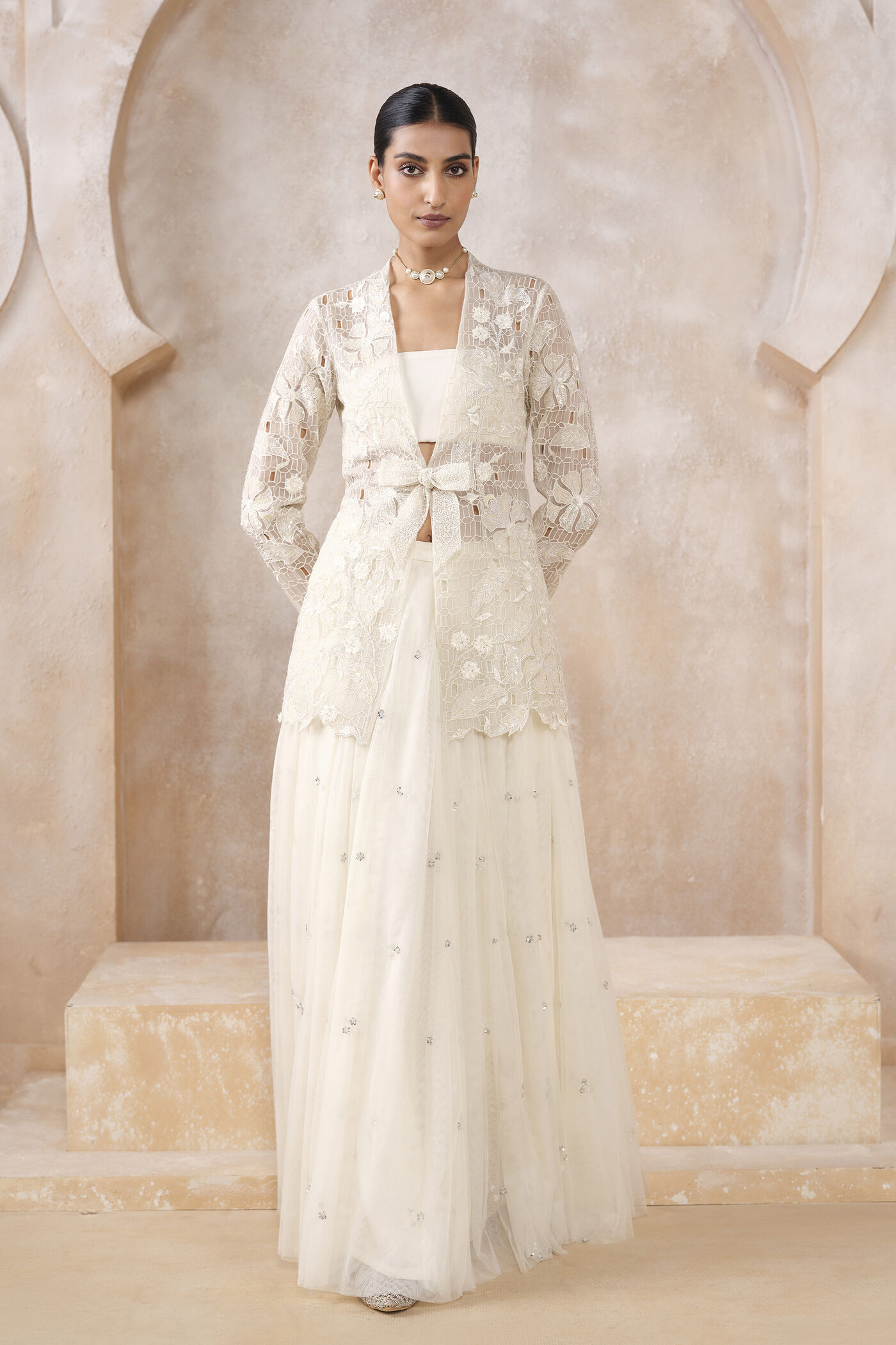 Freyja Applique Skirt Set - Ivory