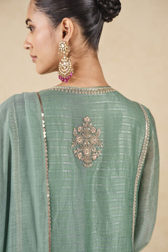 Mayar Embroidered Mul Suit Set - Sage, Sage, image 5