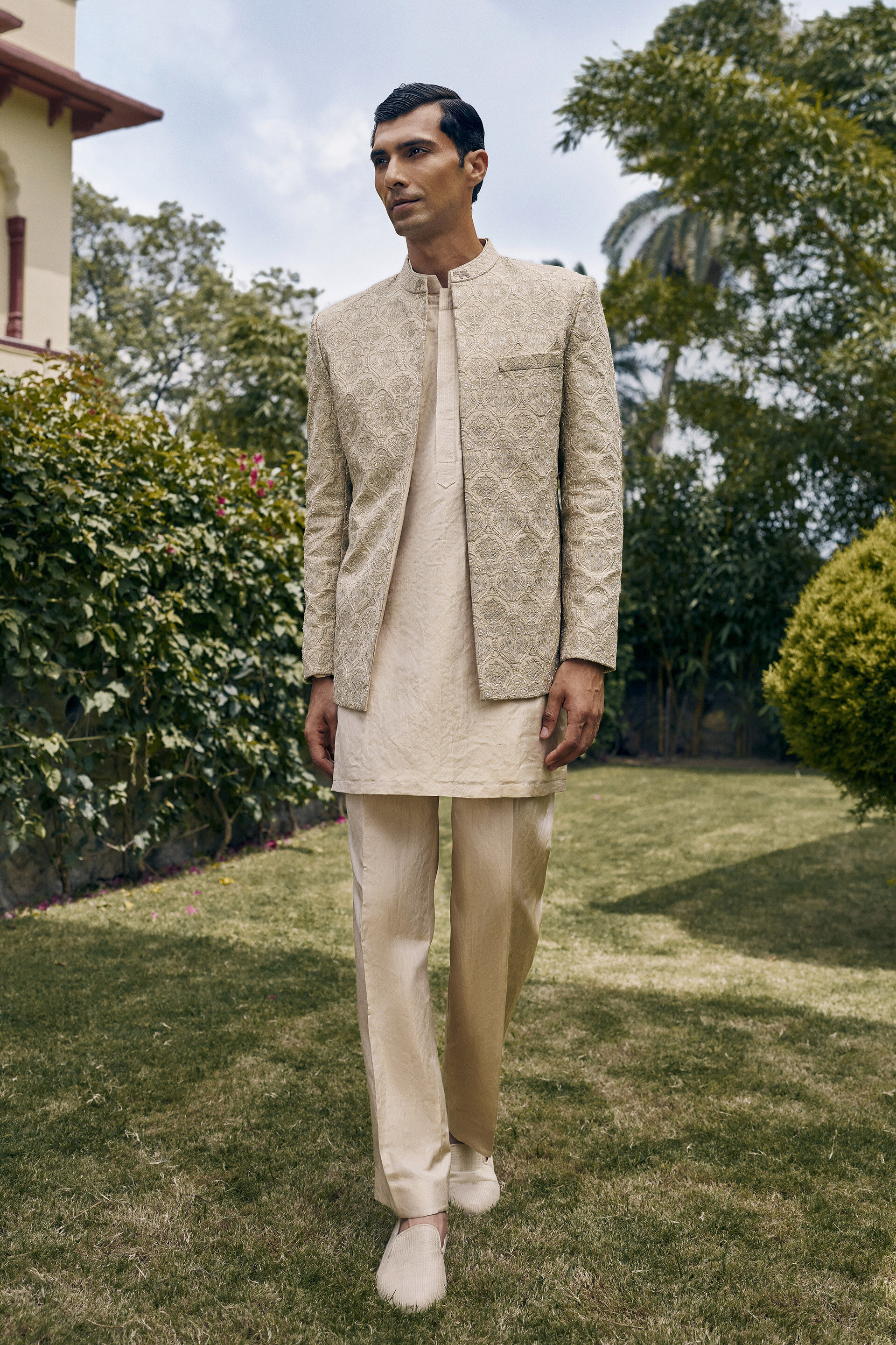 Hymn Embroidered Sherwani - Gold