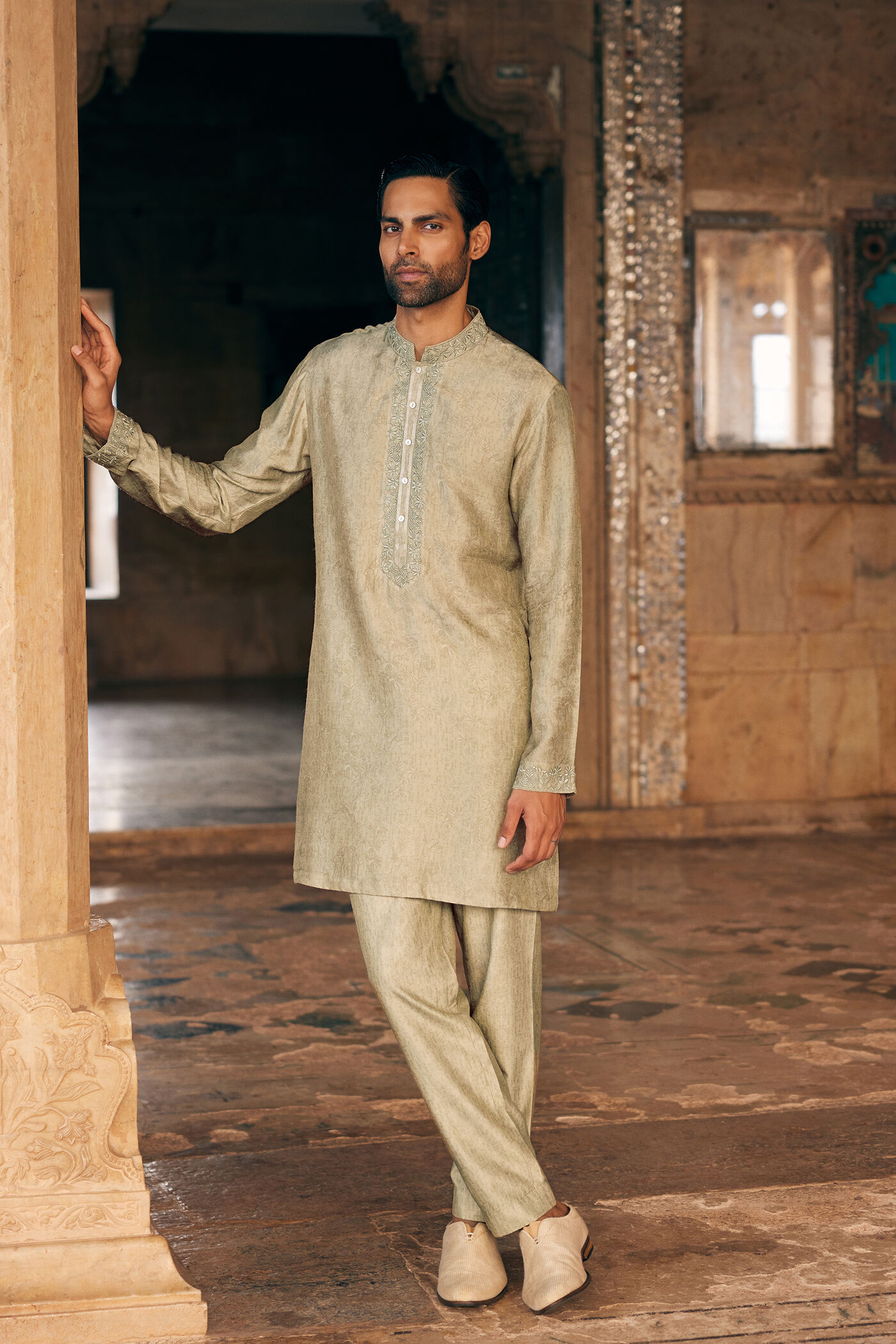 Hiranmay Printed Kurta - Sage