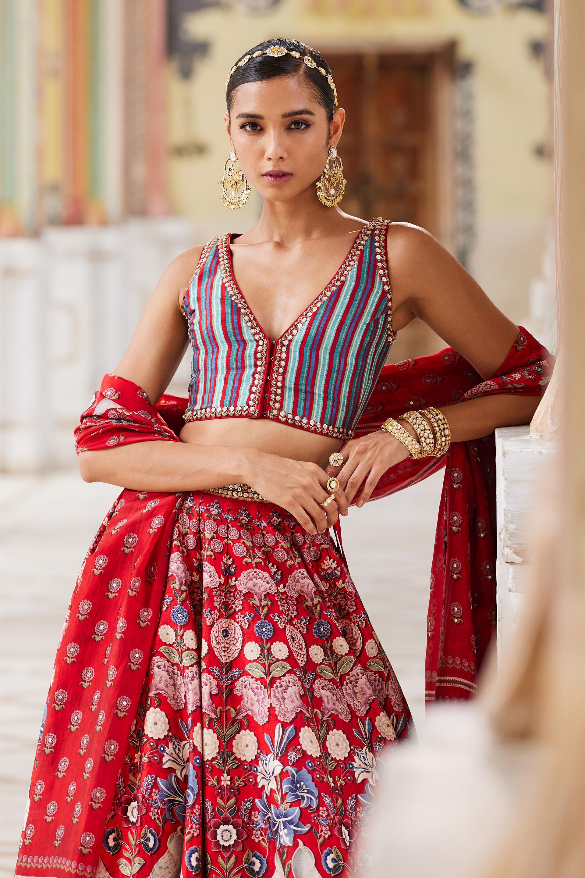 Ghazal Lehenga - Red