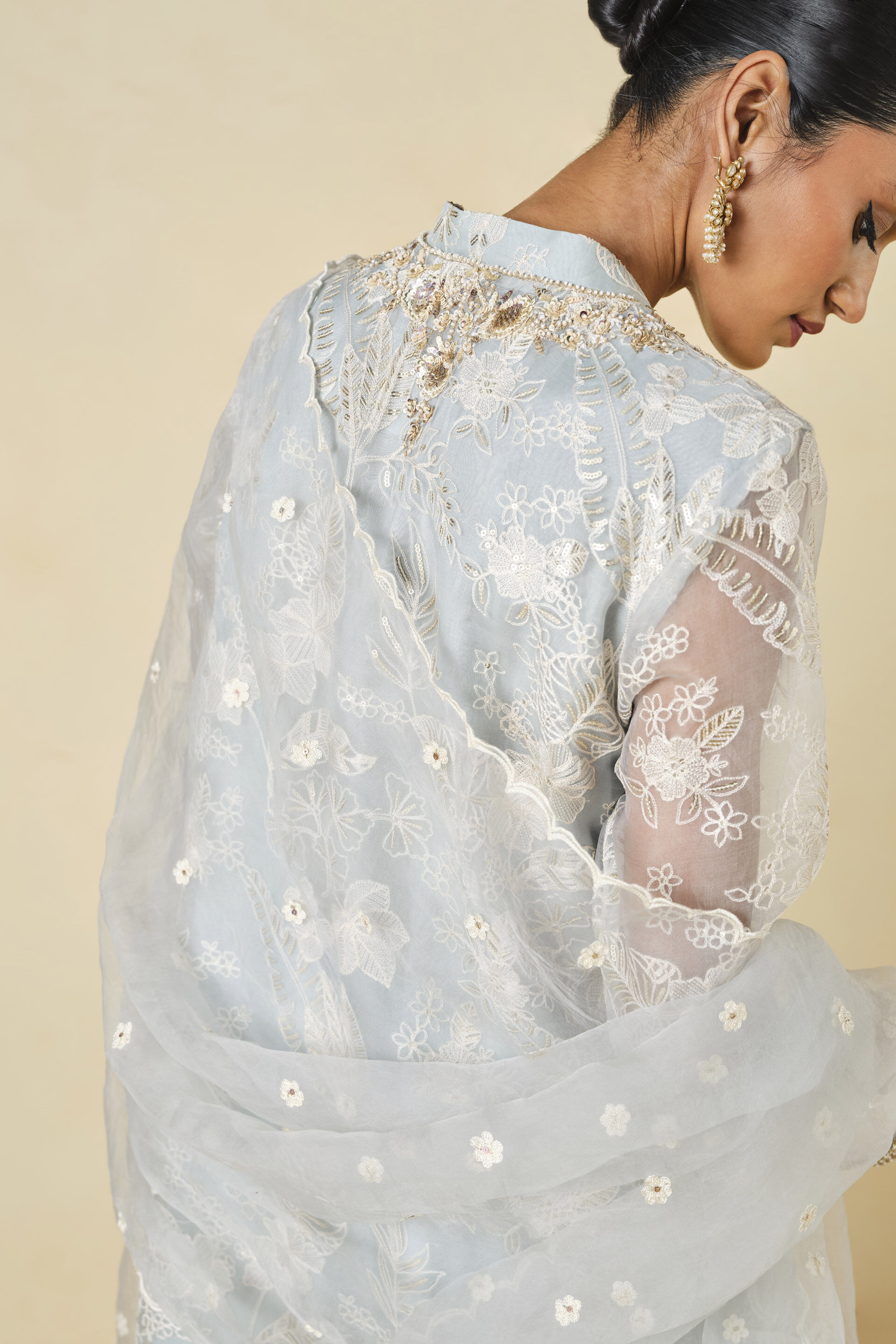 Samandar Embroidered Suit Set - Powder Blue, Powder Blue, image 6