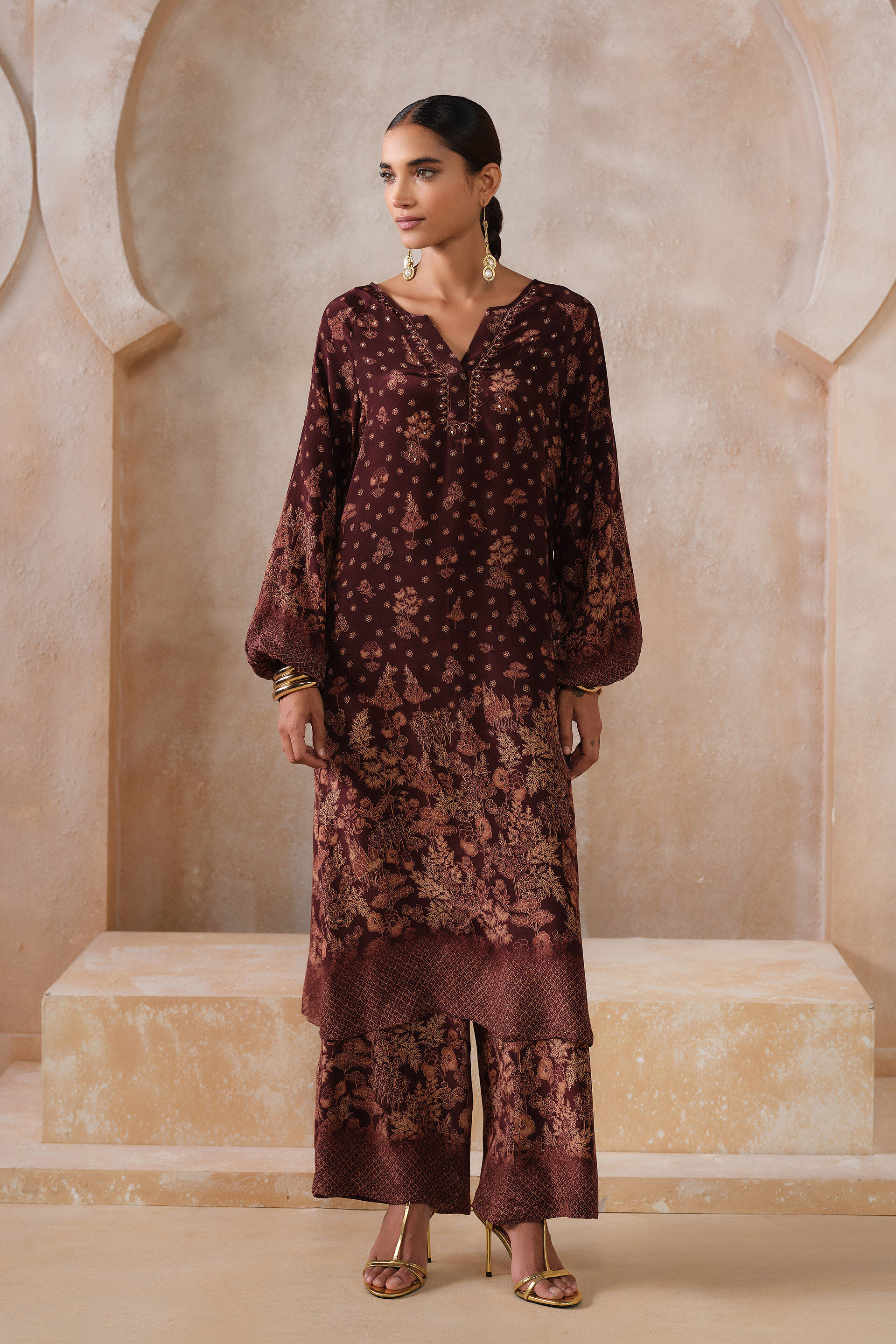 Amhara Kurta Set - Wine
